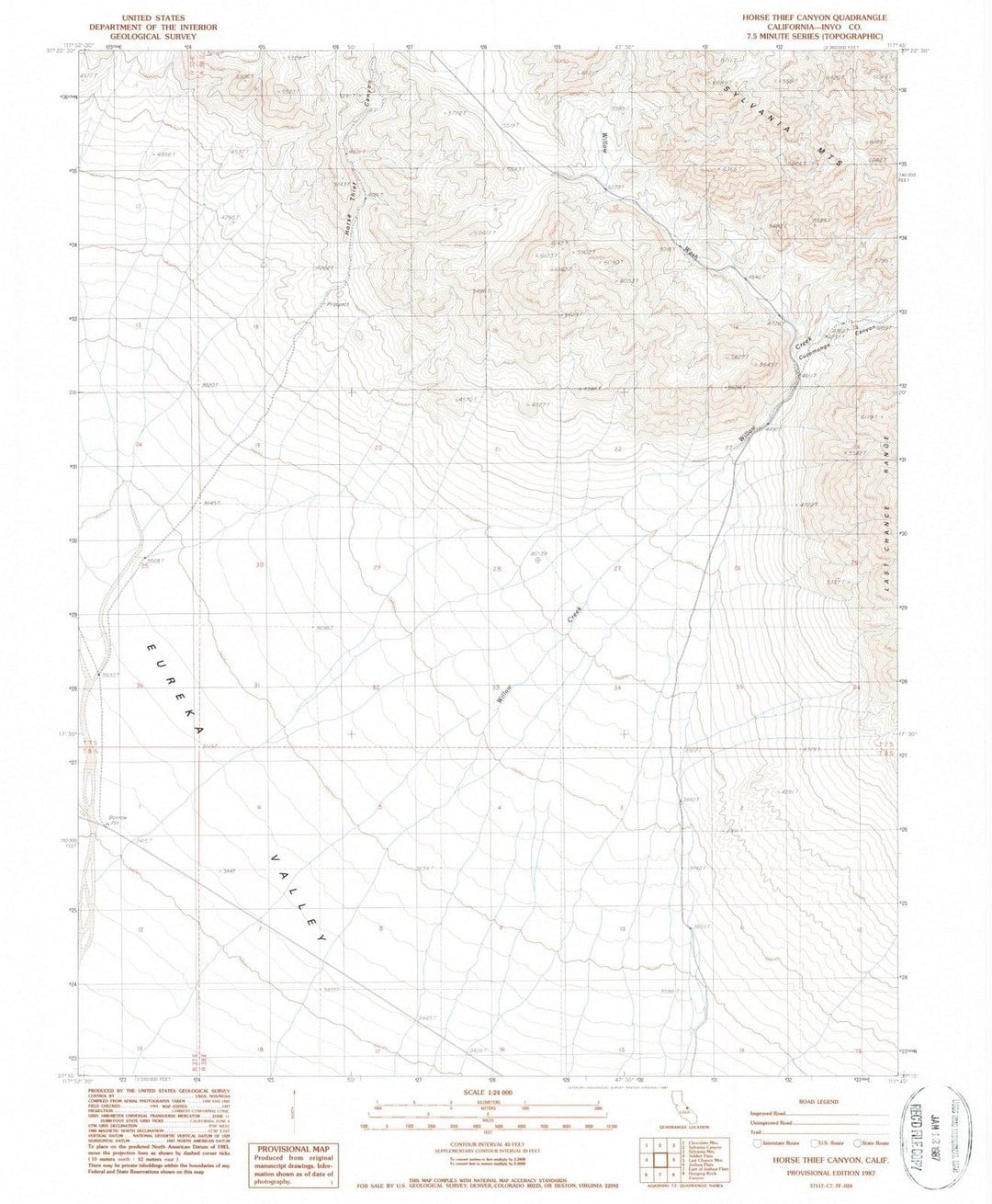1987 Horse Thief Canyon, CA - California - USGS Topographic Map