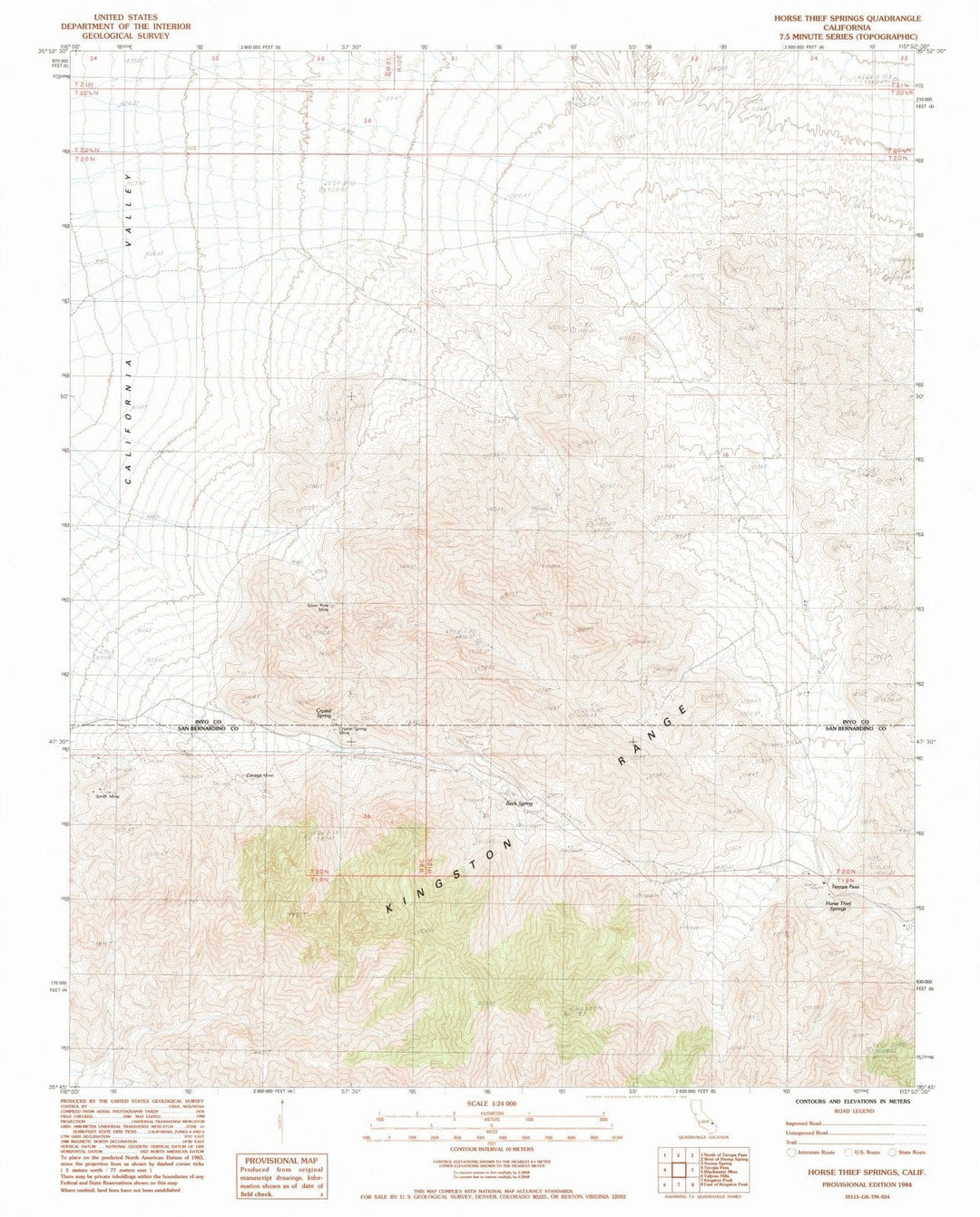 1984 Horse Thief Springs, CA - California - USGS Topographic Map