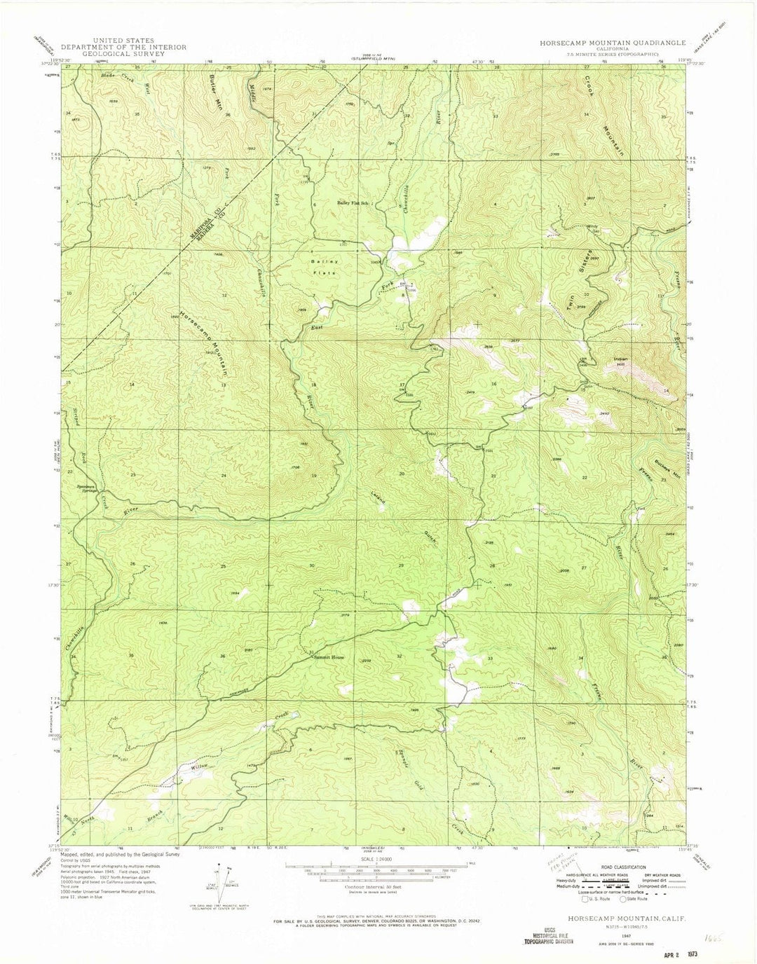 1947 Horsecamp Mountain, CA - California - USGS Topographic Map