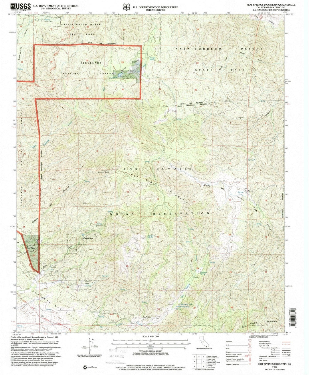 1960 Hot Springs Mountain, CA - California - USGS Topographic Map