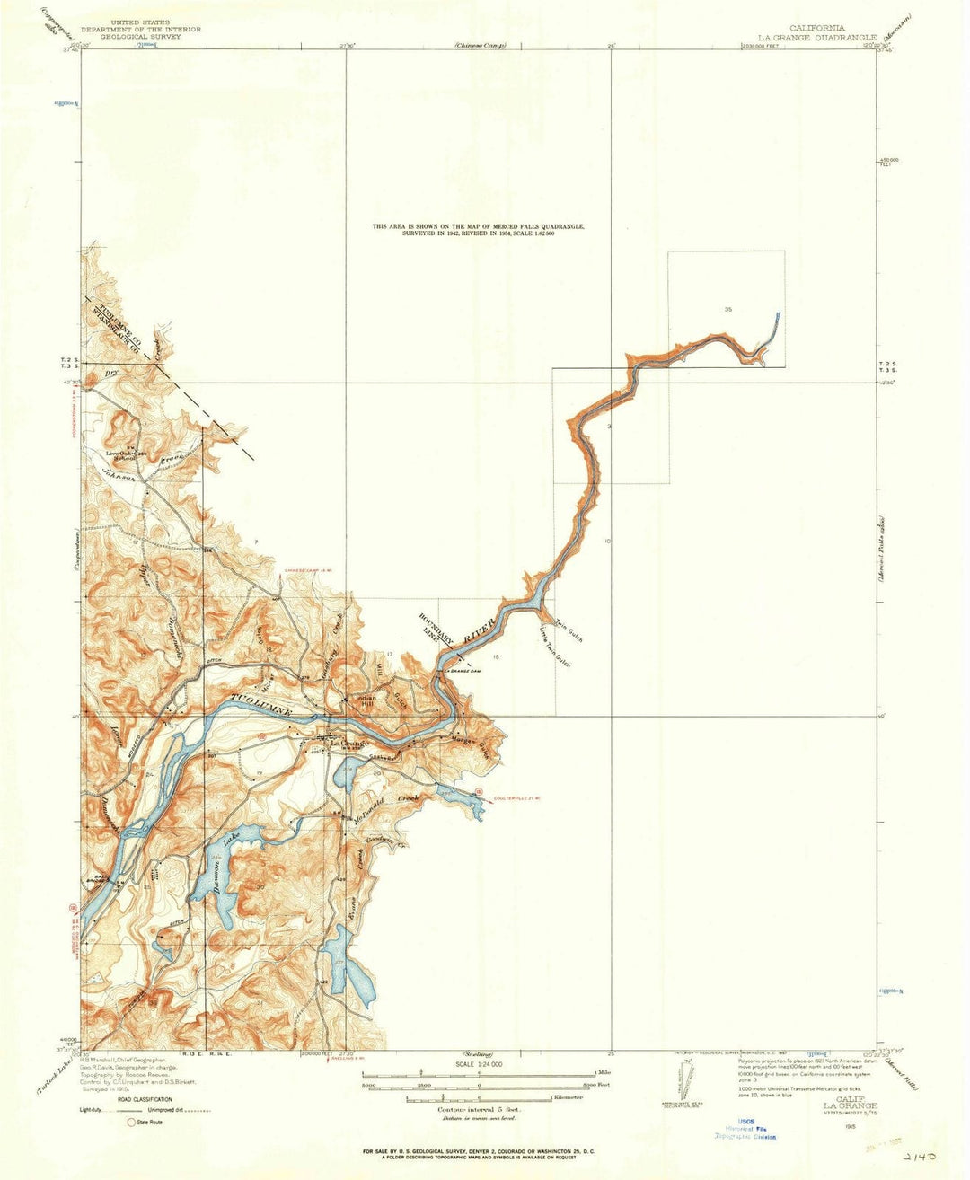 1915 La Grange, CA - California - USGS Topographic Map