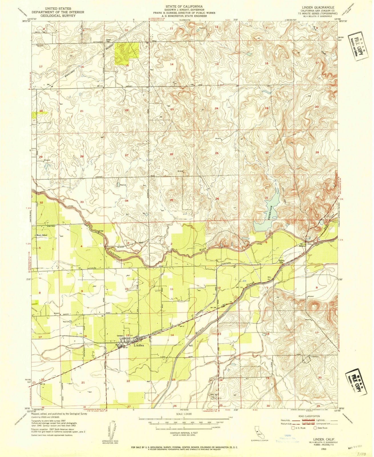 1953 Linden, CA - California - USGS Topographic Map