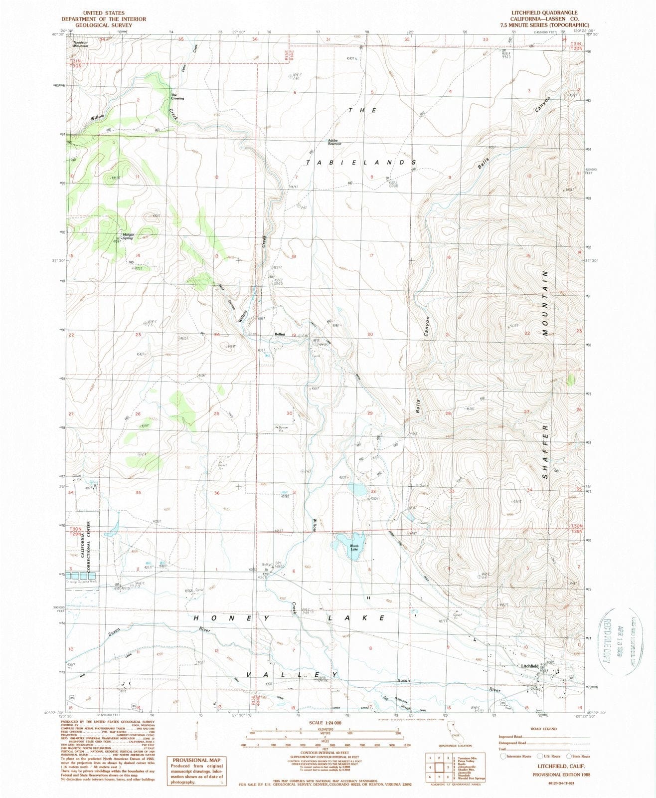 1988 Litchfield, CA - California - USGS Topographic Map