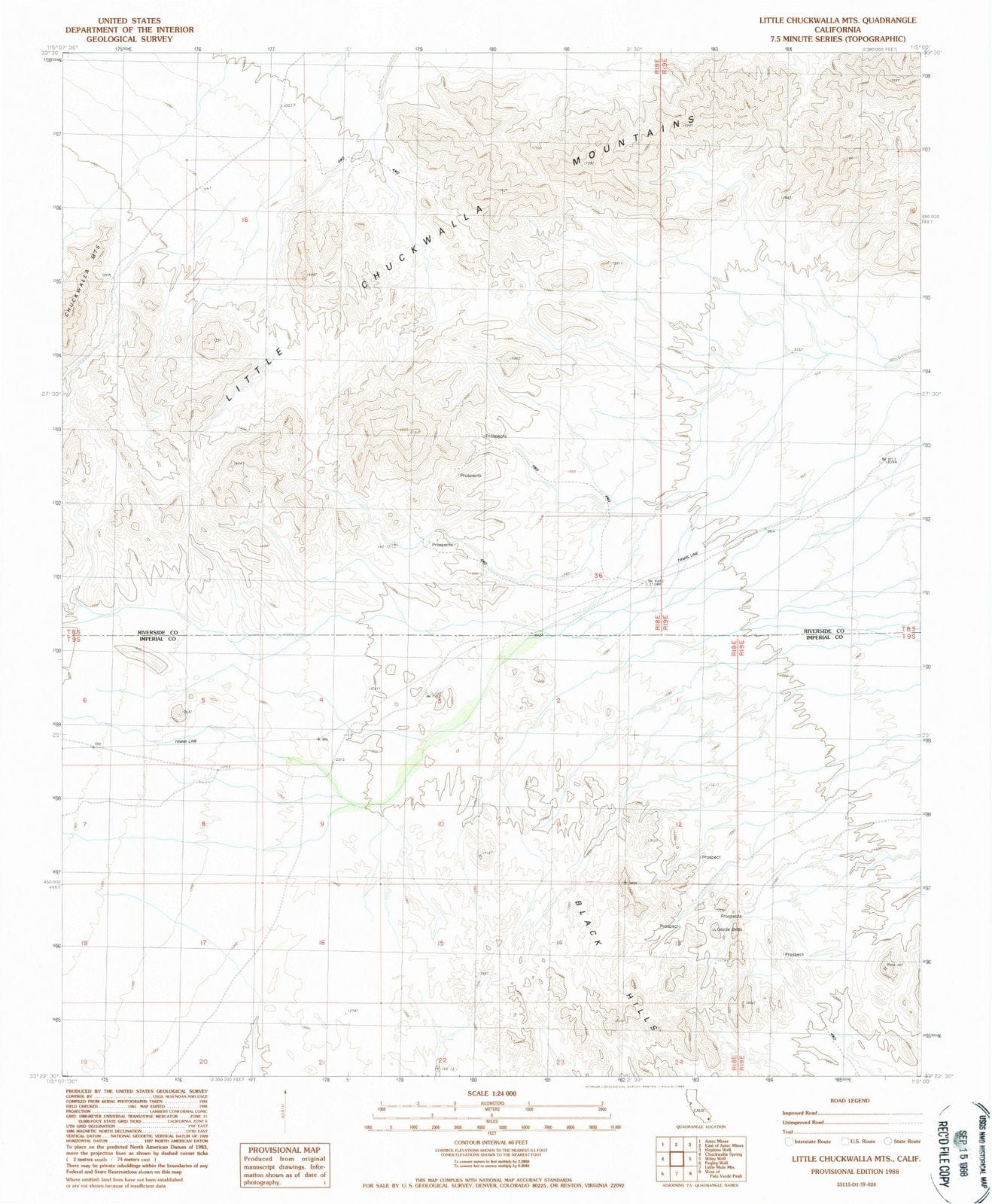 1988 Little Chuckwalla Mountains, CA - California - USGS Topographic Map