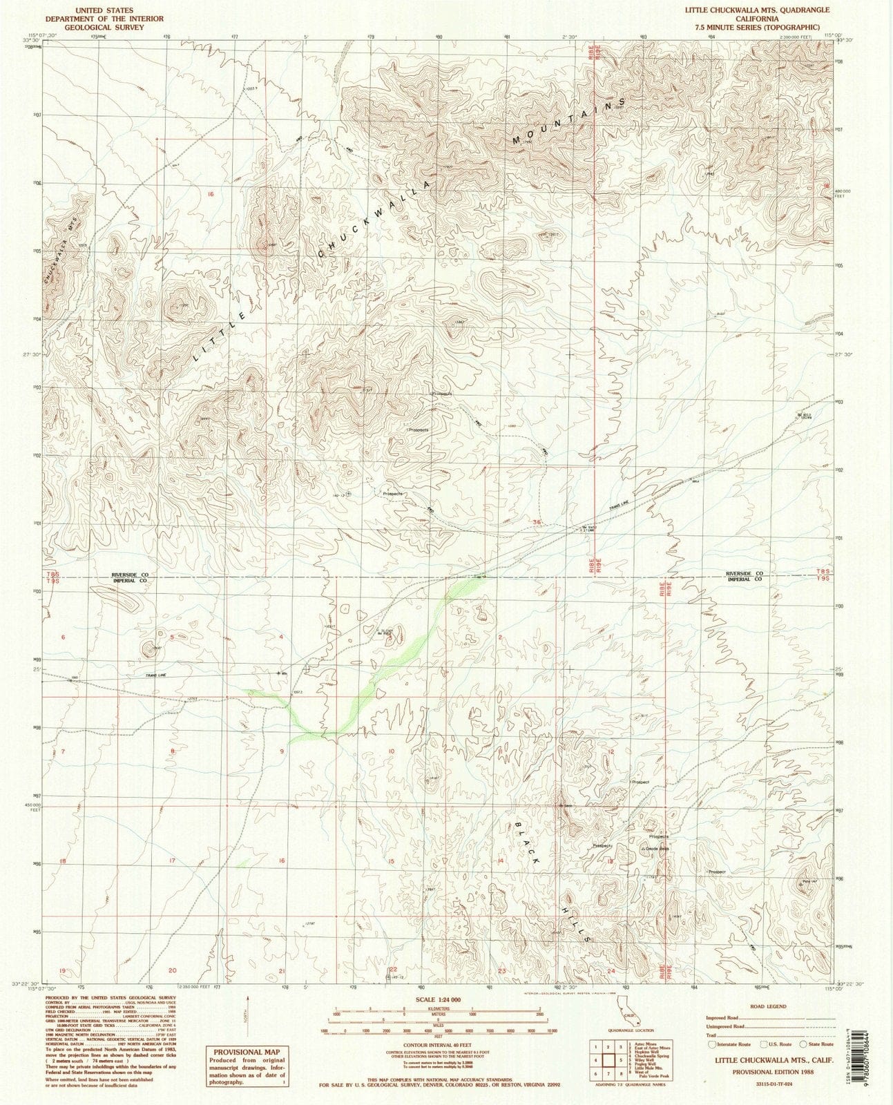 1988 Little Chuckwalla MTS, CA - California - USGS Topographic Map