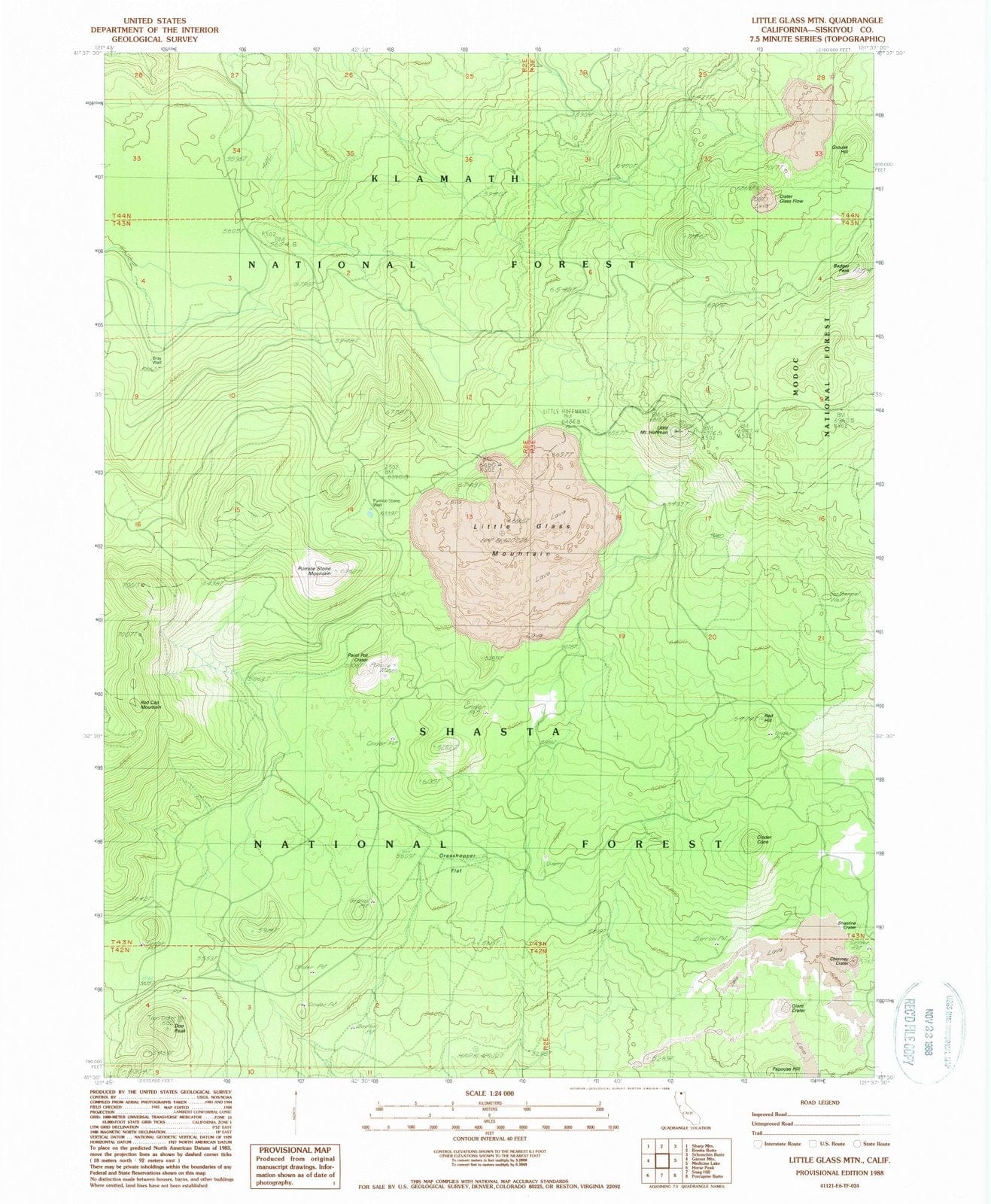 1988 Little Glass Mountain, CA - California - USGS Topographic Map