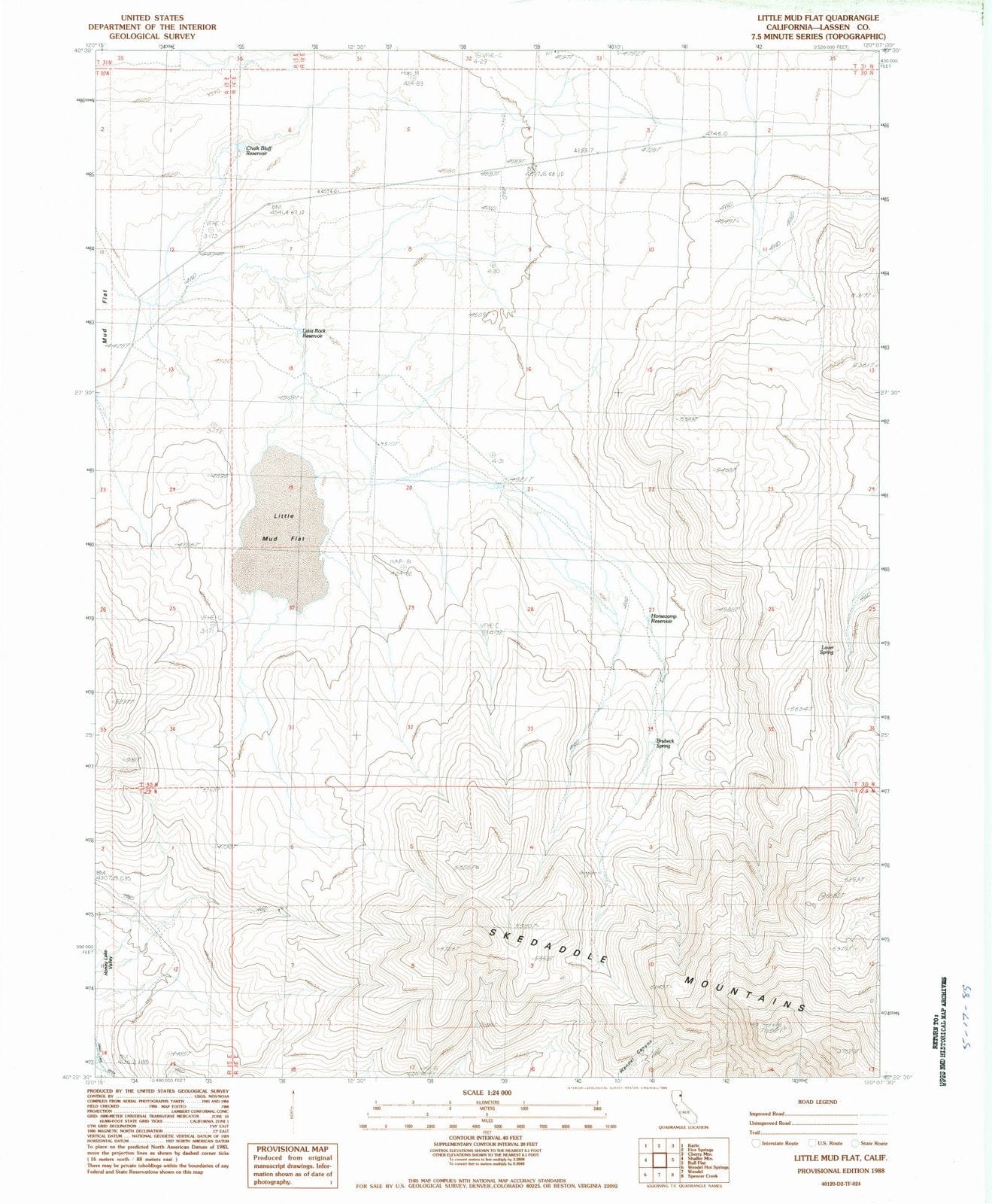 1988 Little Mud Flat, CA - California - USGS Topographic Map