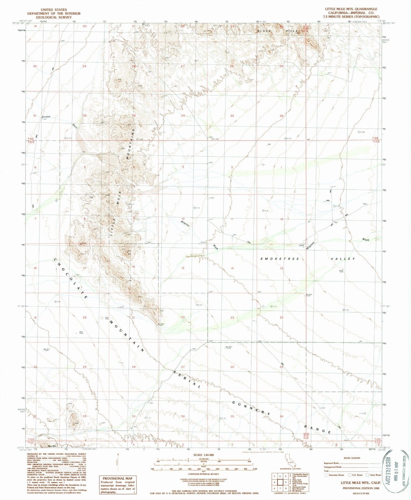 1988 Little Mule Mountains, CA - California - USGS Topographic Map