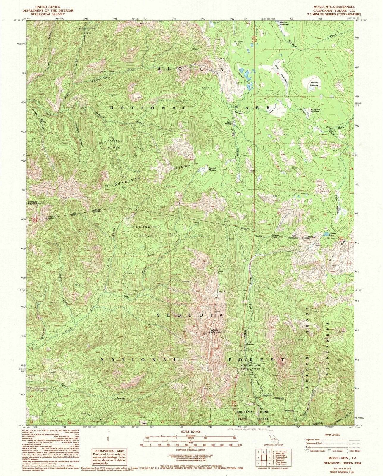 1988 Moses MTN, CA - California - USGS Topographic Map