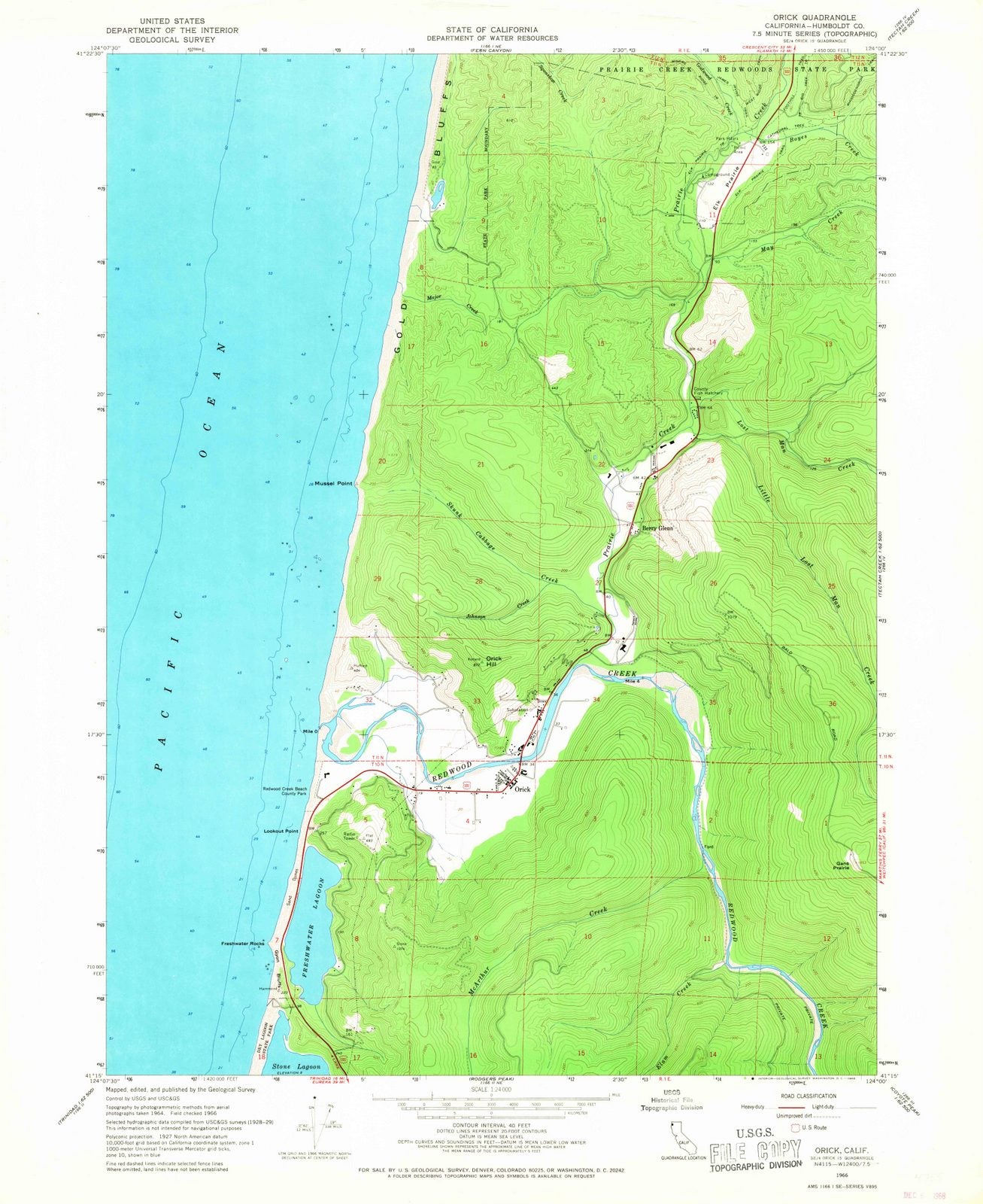 1966 Orick, CA - California - USGS Topographic Map