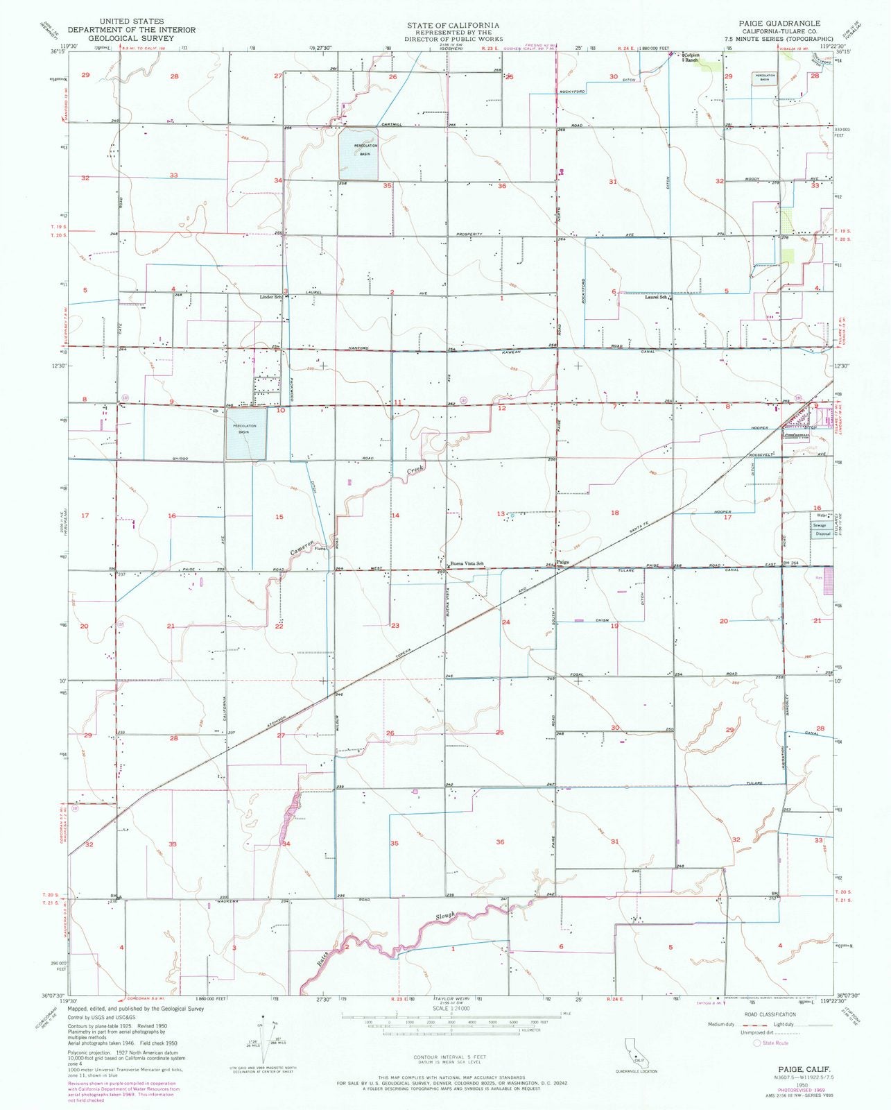1950 Paige, CA - California - USGS Topographic Map