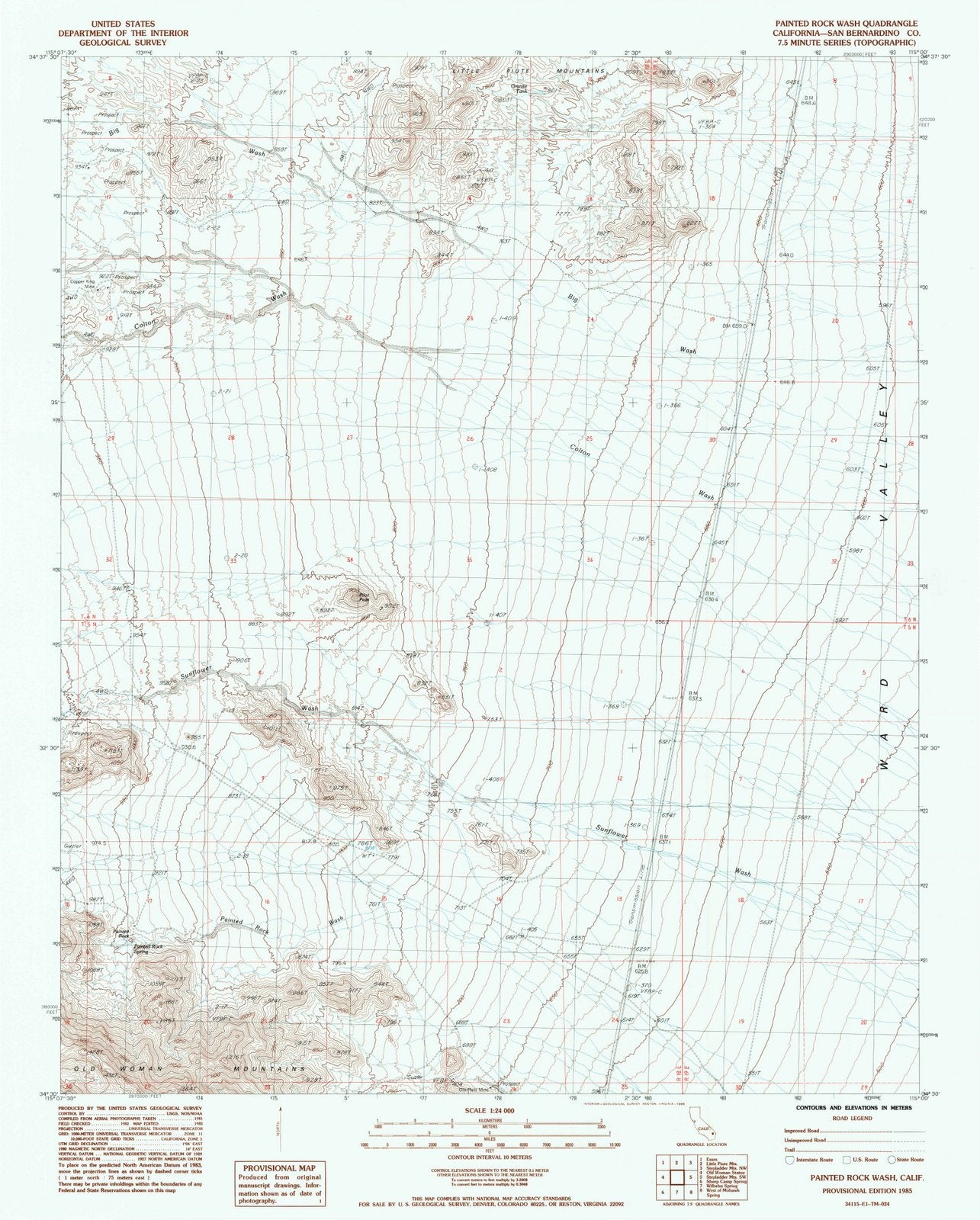 1985 Painted Rock Wash, CA - California - USGS Topographic Map
