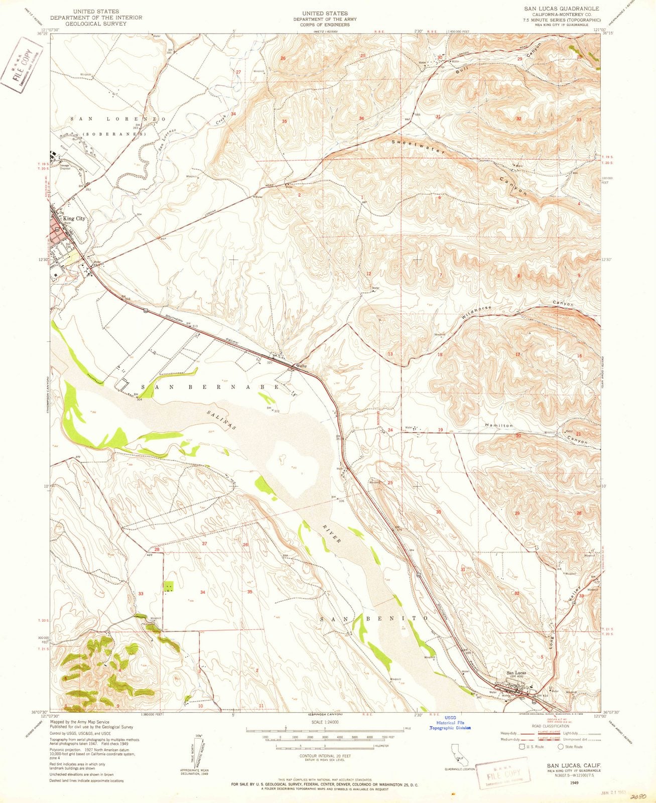 1949 San Lucas, CA - California - USGS Topographic Map