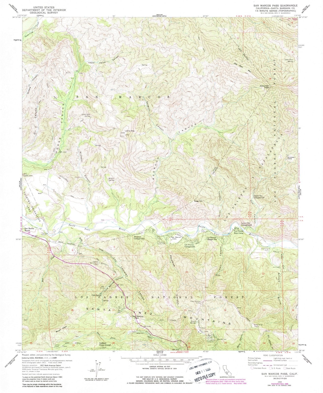 1959 San Marcos Pass, CA - California - USGS Topographic Map