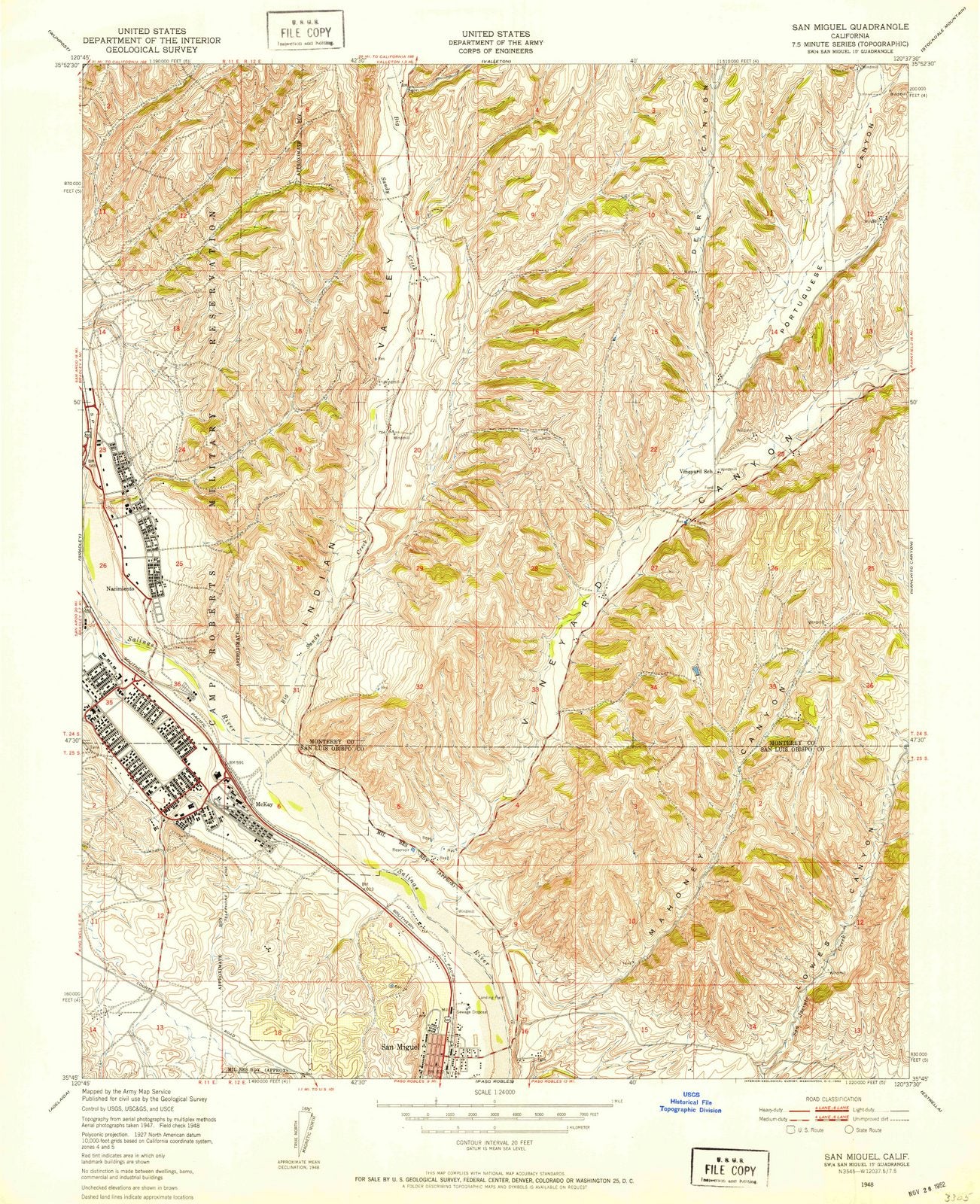 1948 San Miguel, CA - California - USGS Topographic Map