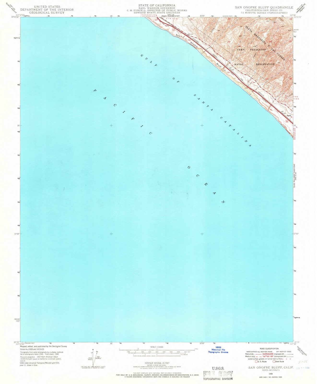 1948 San Onofre Bluff, CA - California - USGS Topographic Map ...
