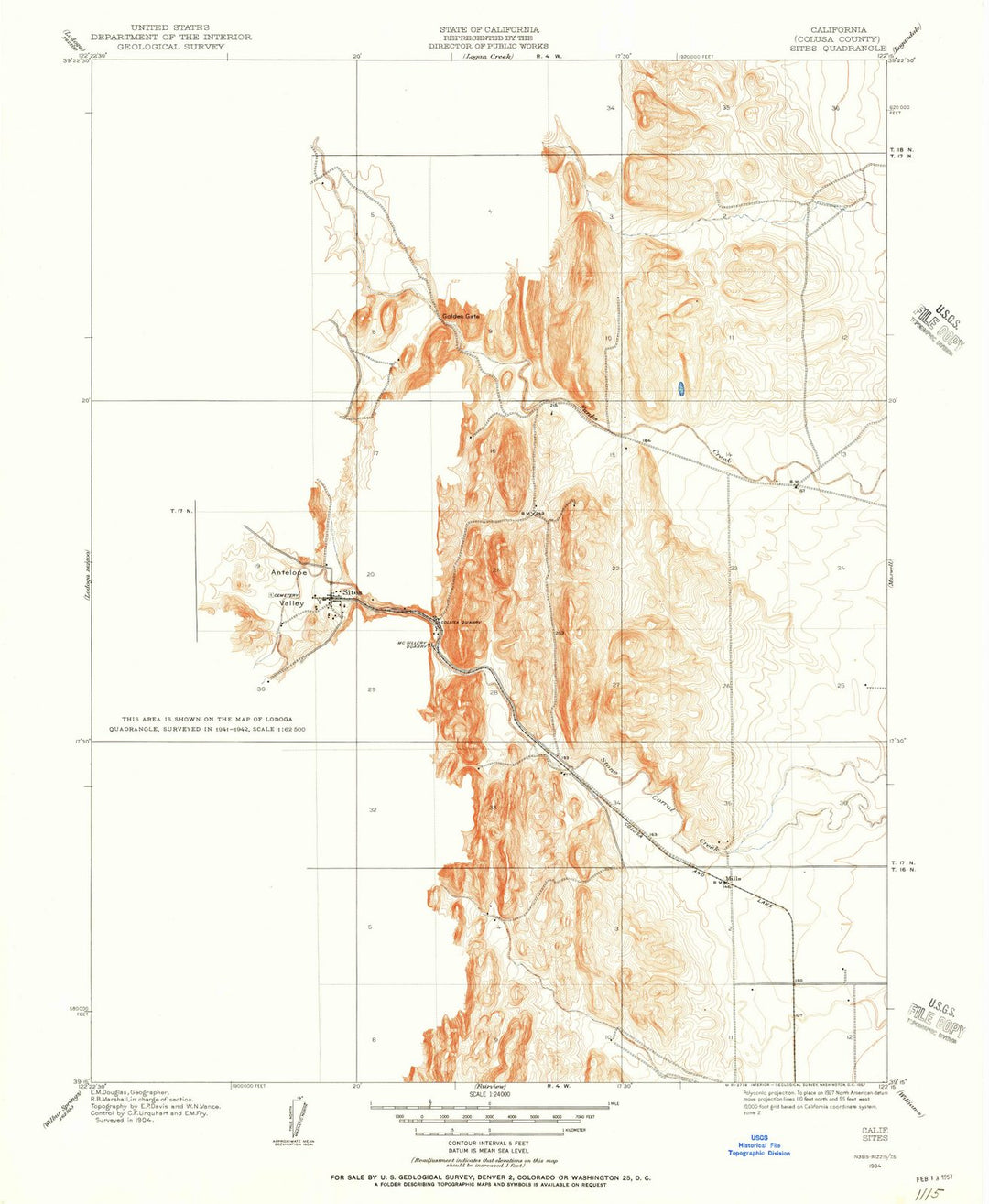 1904 Sites, CA - California - USGS Topographic Map