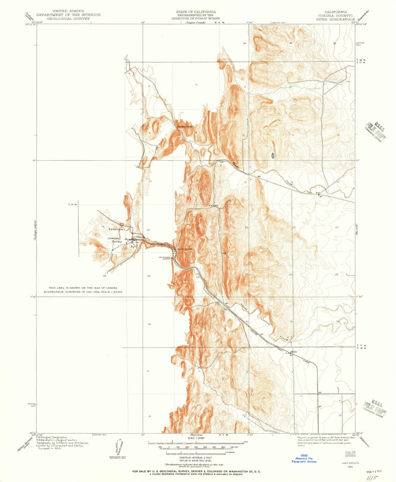 1904 Sites, CA - California - USGS Topographic Map
