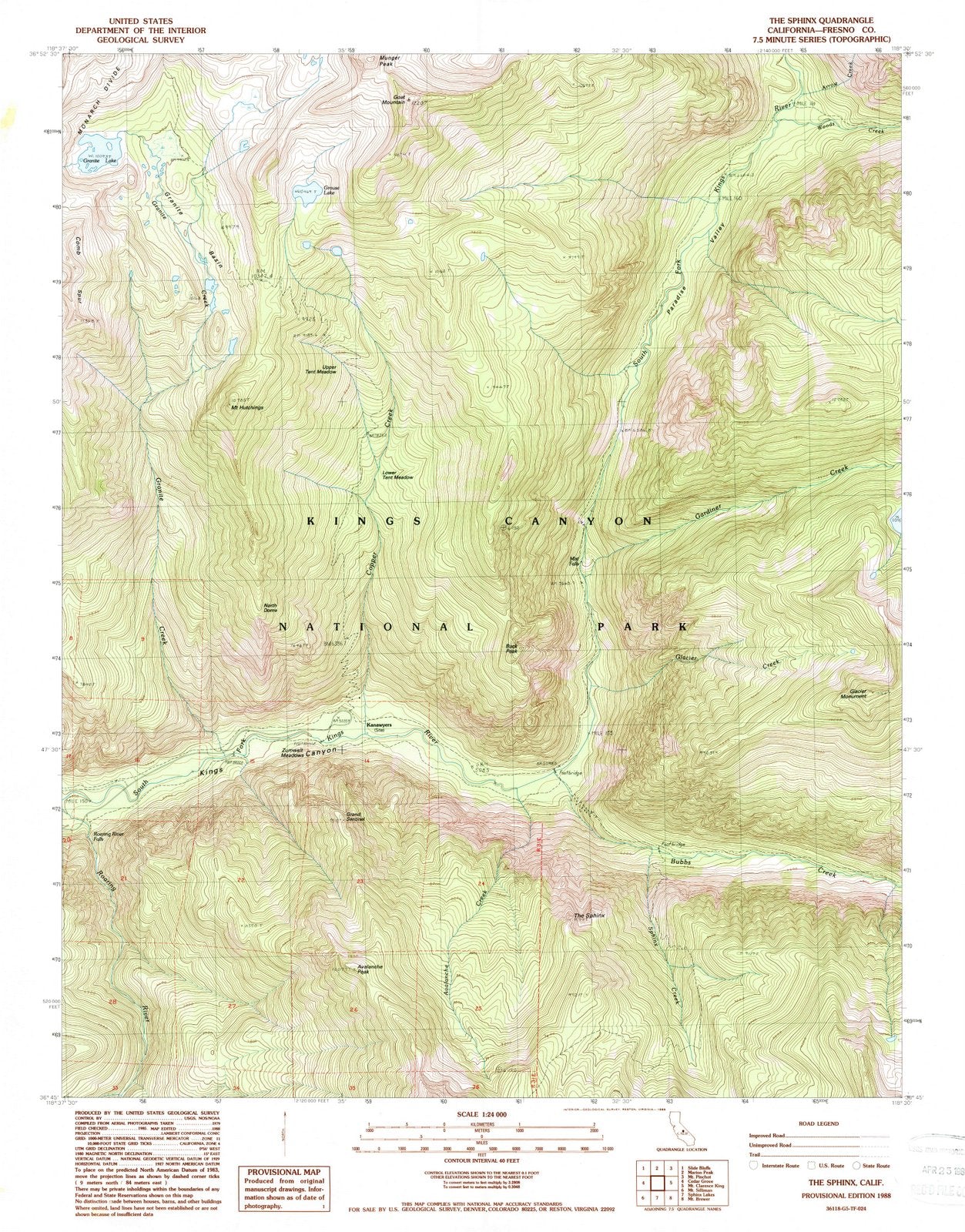 1988 The Sphinx, CA - California - USGS Topographic Map
