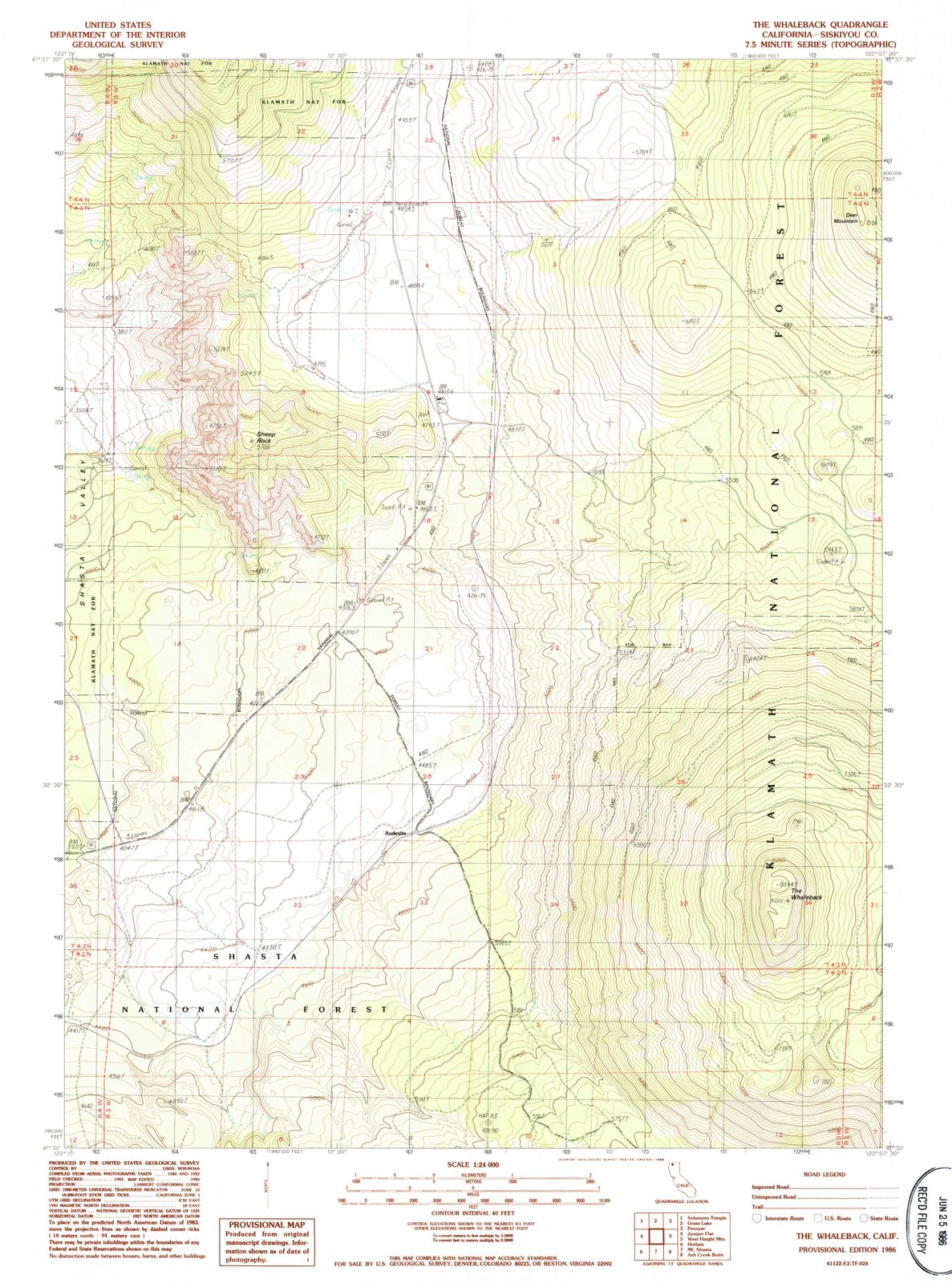 1986 The Whaleback, CA - California - USGS Topographic Map