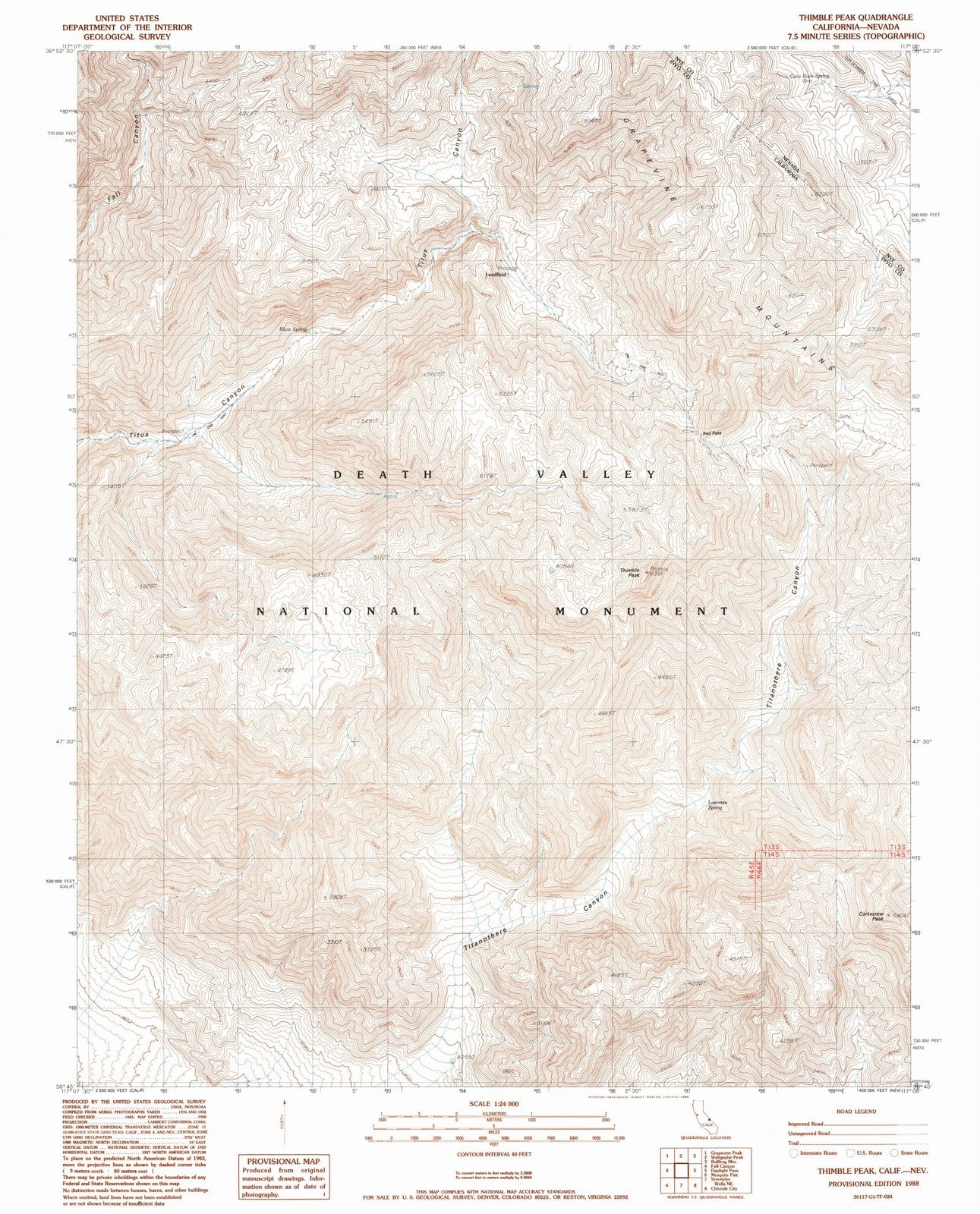 1988 Thimble Peak, CA - California - USGS Topographic Map