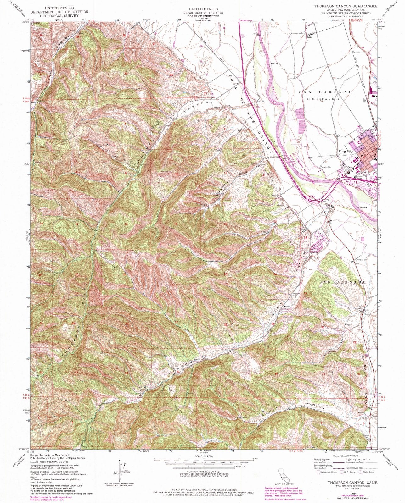 1949 Thompson Canyon, CA - California - USGS Topographic Map