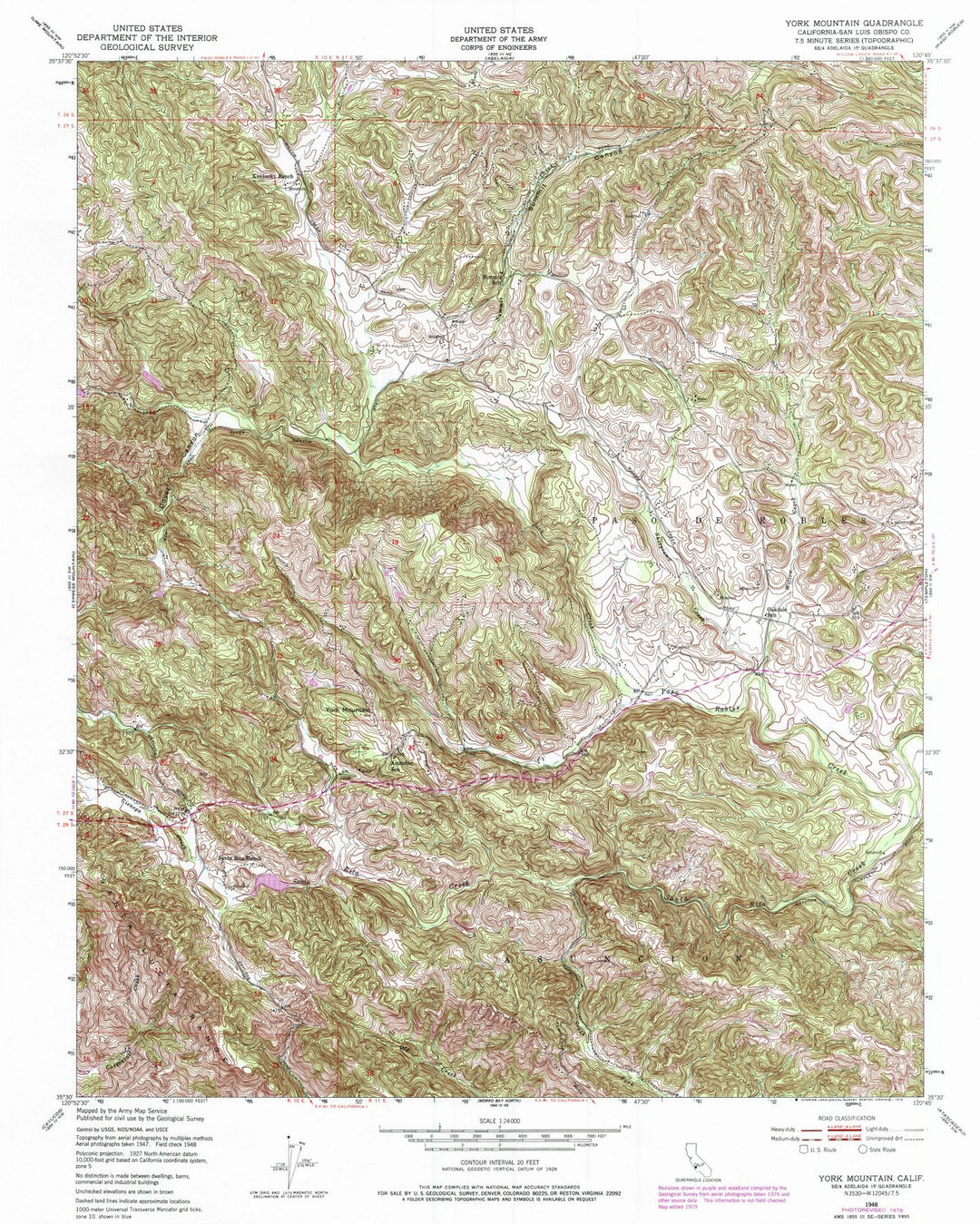 1948 York Mountain, CA - California - USGS Topographic Map