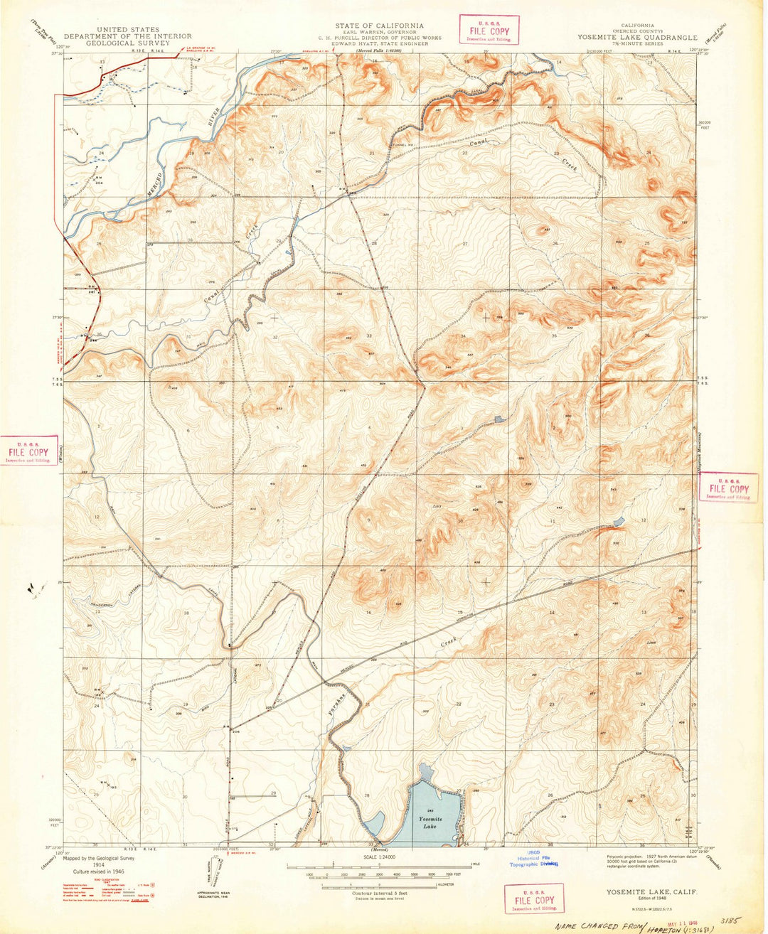 1948 Yosemite Lake, CA - California - USGS Topographic Map