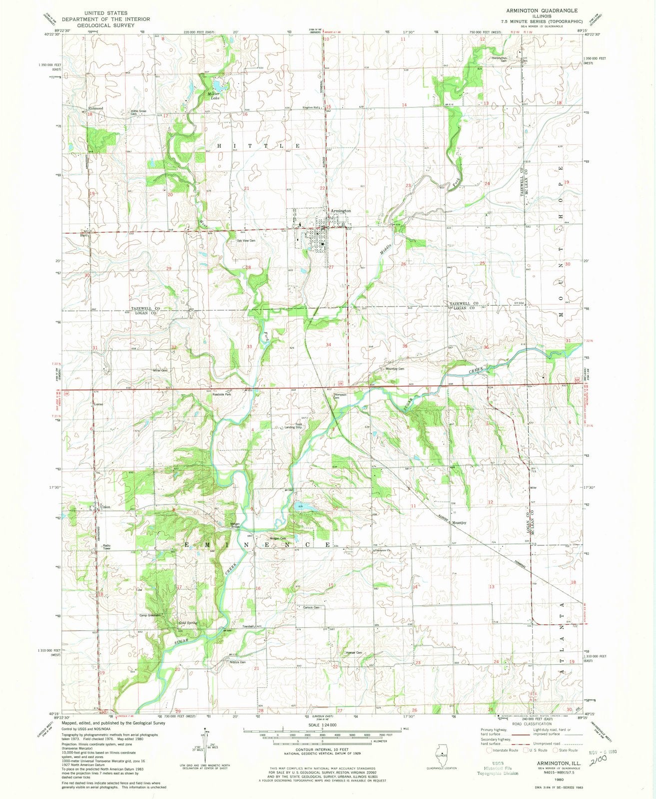 1980 Armington, IL - Illinois - USGS Topographic Map