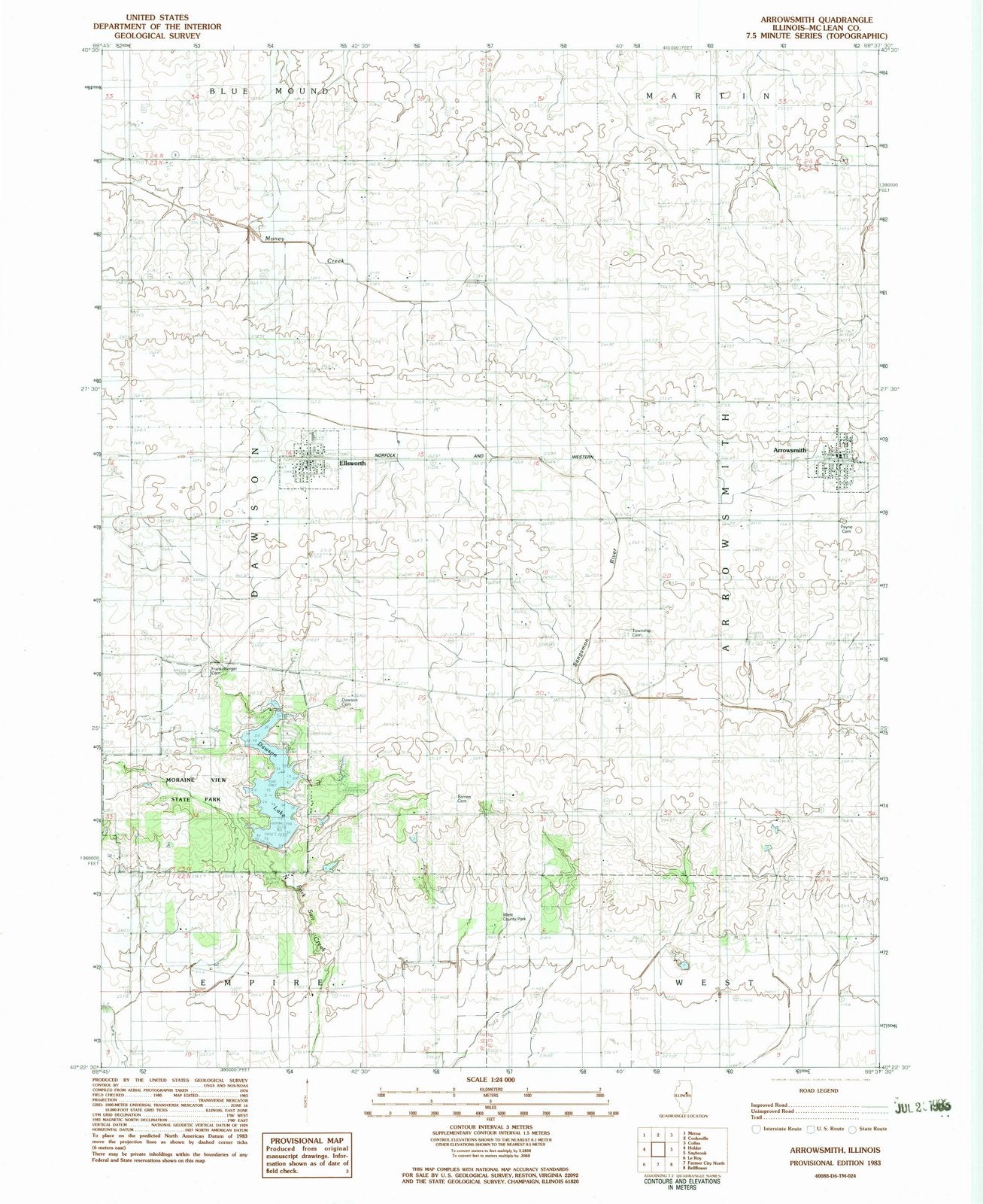 1983 Arrowsmith, IL - Illinois - USGS Topographic Map