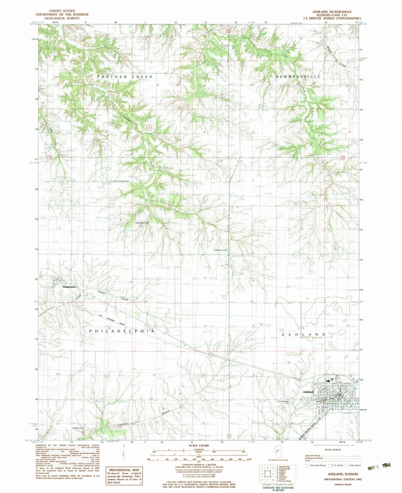 1983 Ashland, IL - Illinois - USGS Topographic Map
