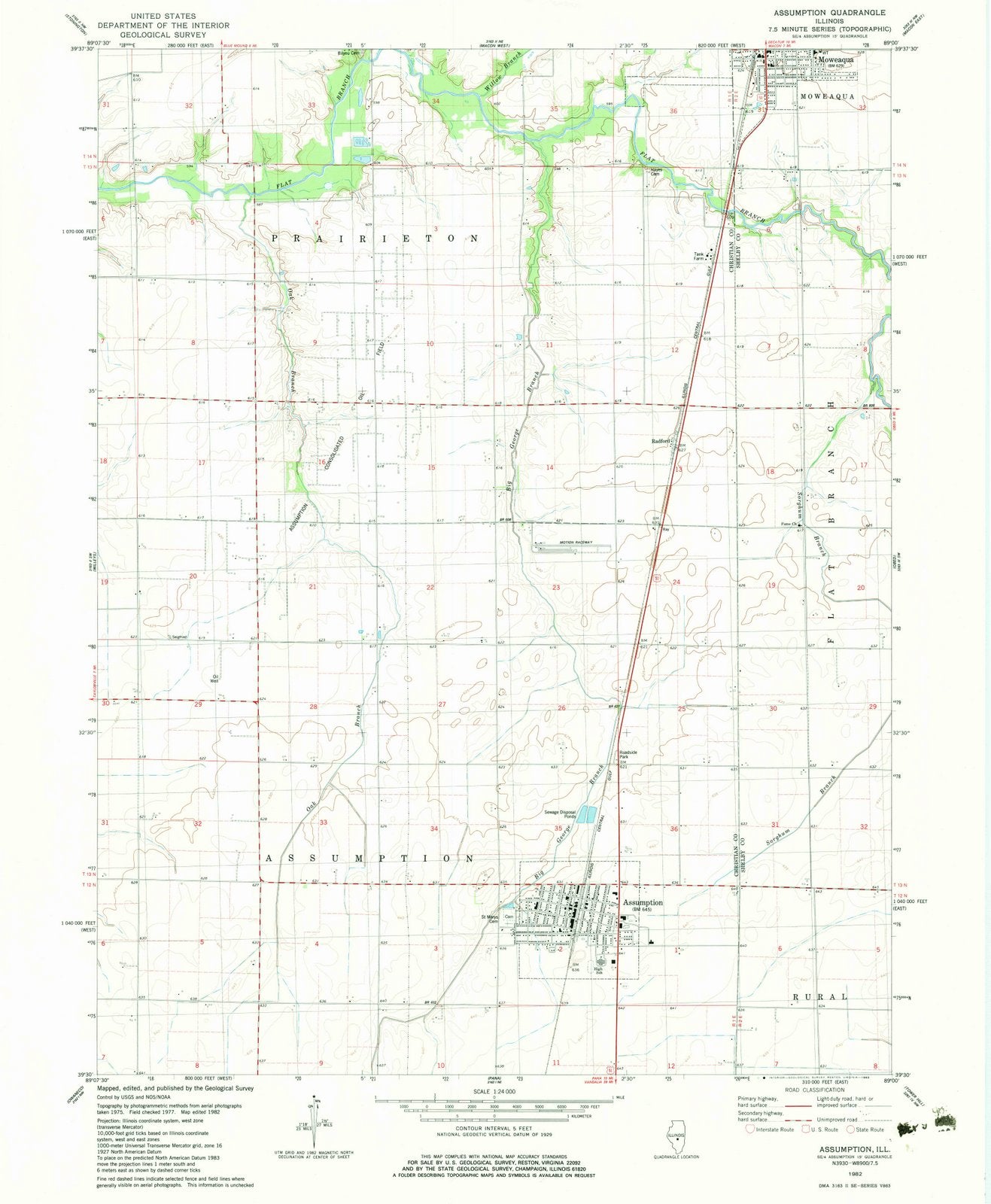1982 Assumption, IL - Illinois - USGS Topographic Map