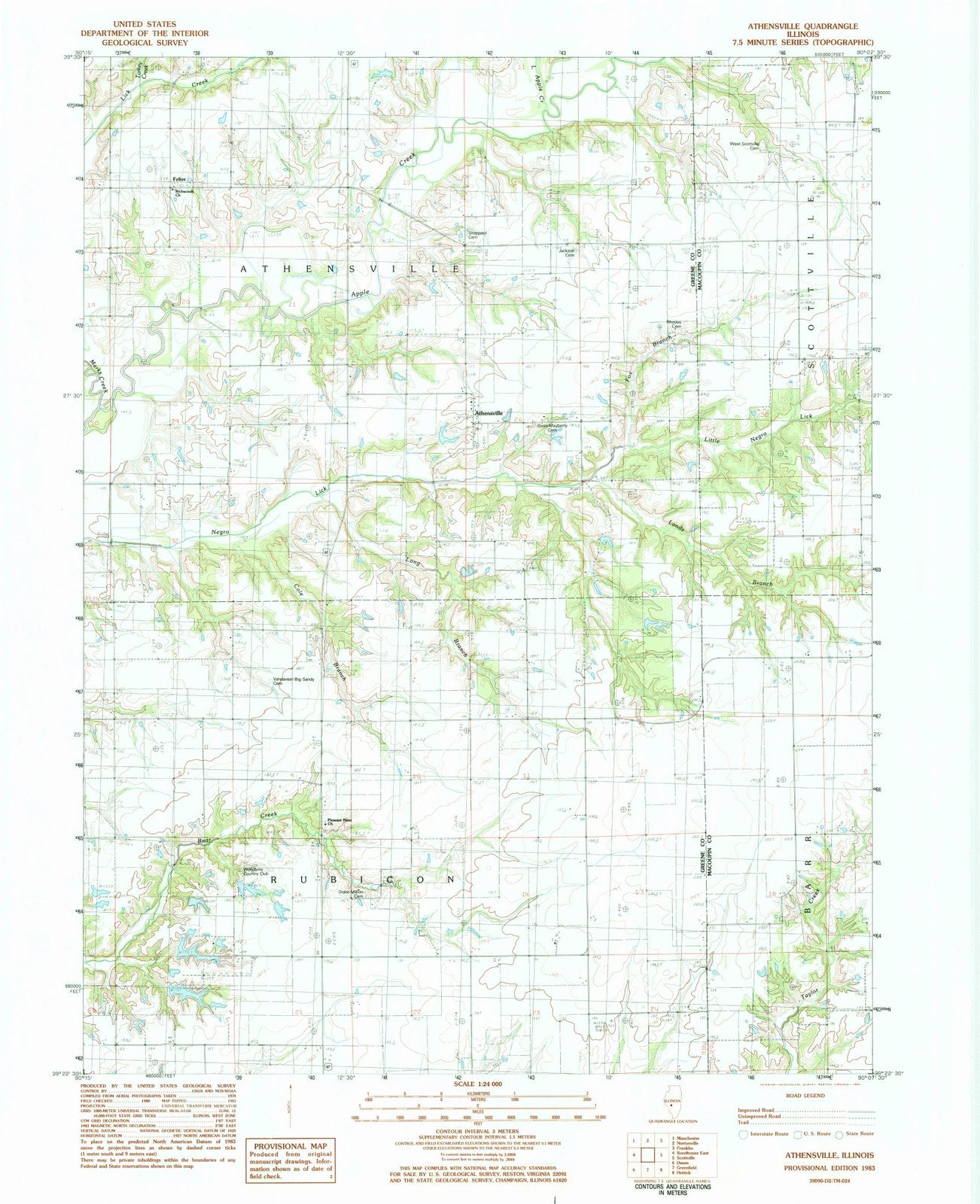 1983 Athensville, IL - Illinois - USGS Topographic Map