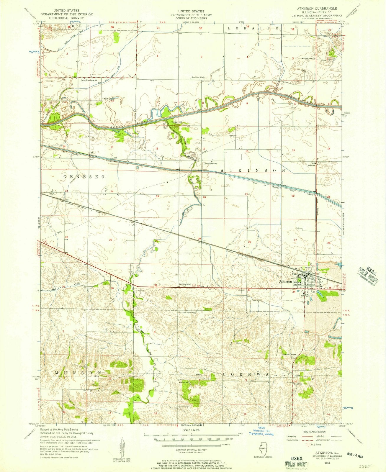 1953 Atkinson, IL - Illinois - USGS Topographic Map