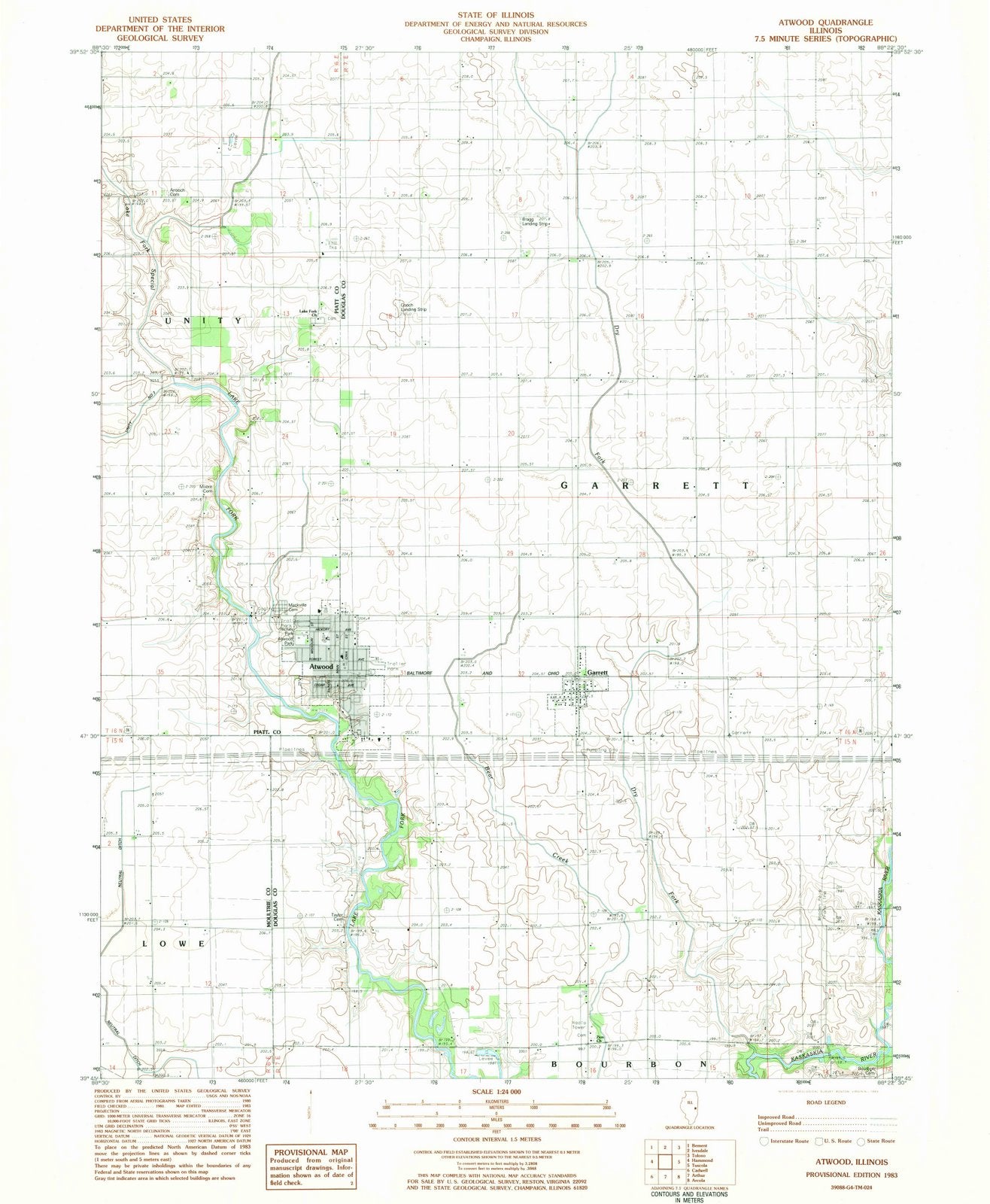 1983 Atwood, IL - Illinois - USGS Topographic Map
