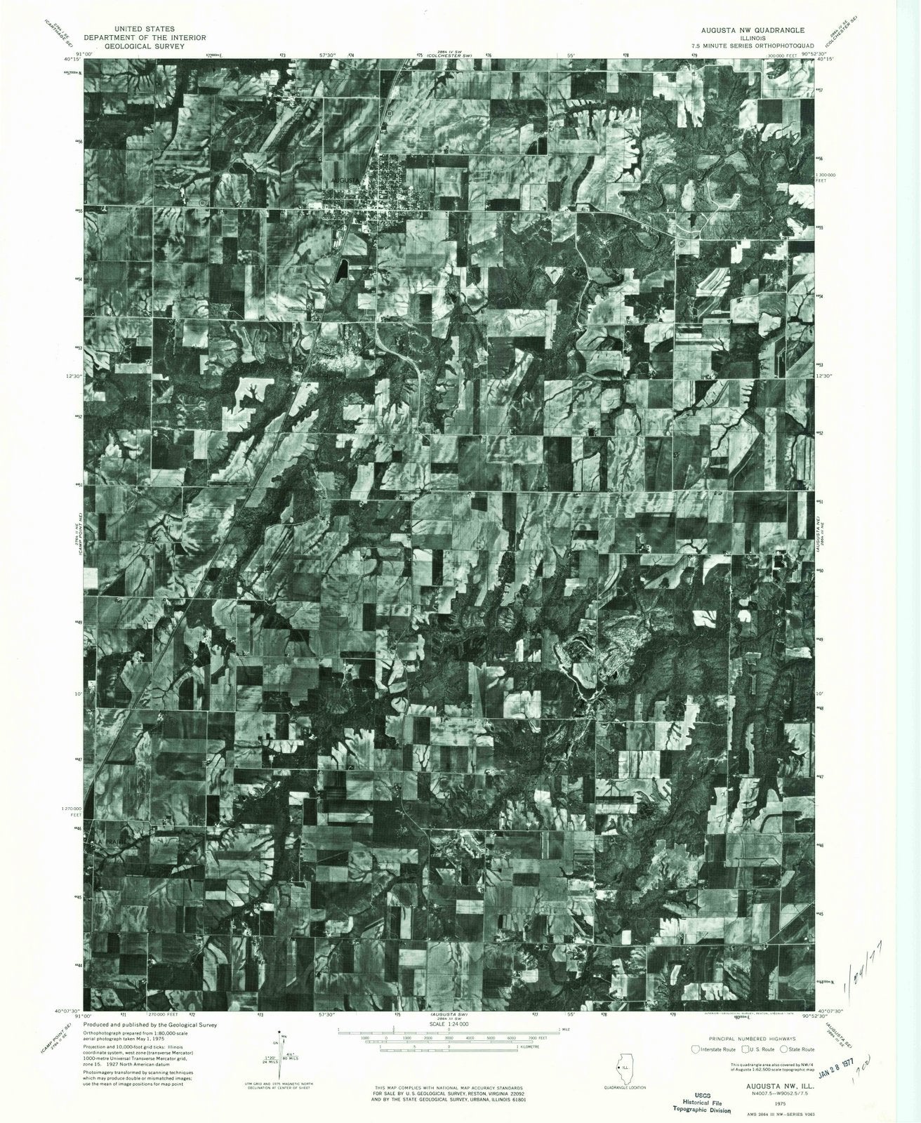 1975 Augusta, IL - Illinois - USGS Topographic Map