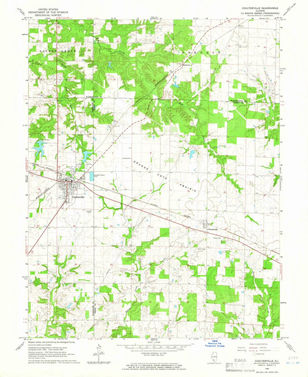 1965 Coulterville, IL - Illinois - USGS Topographic Map