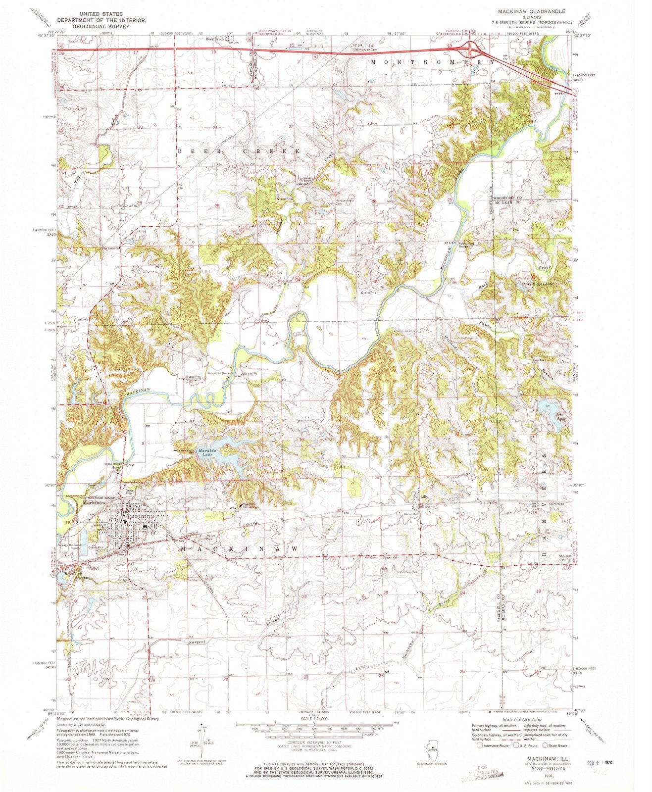 1970 Mackinaw, IL - Illinois - USGS Topographic Map