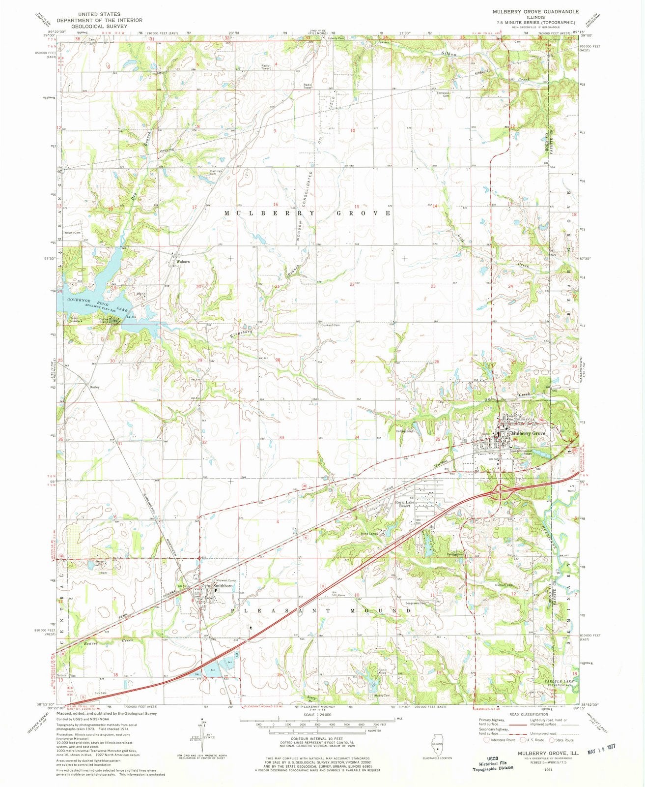 1974 Mulberry Grove, IL - Illinois - USGS Topographic Map