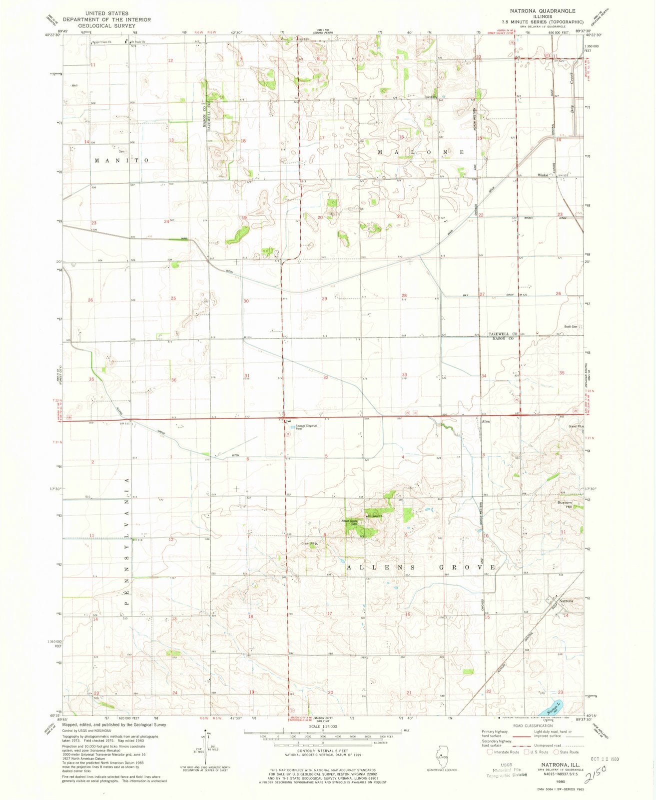 1980 Natrona, IL - Illinois - USGS Topographic Map