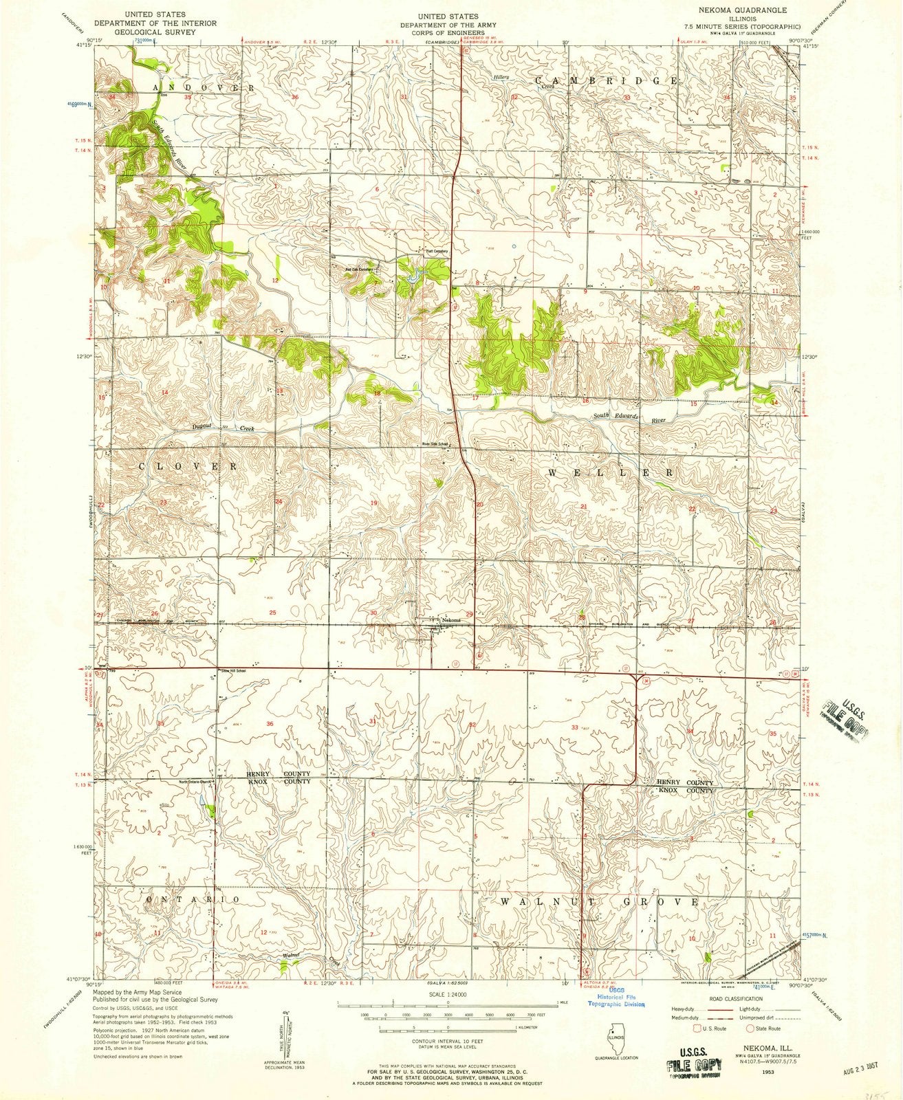 1953 Nekoma, IL - Illinois - USGS Topographic Map