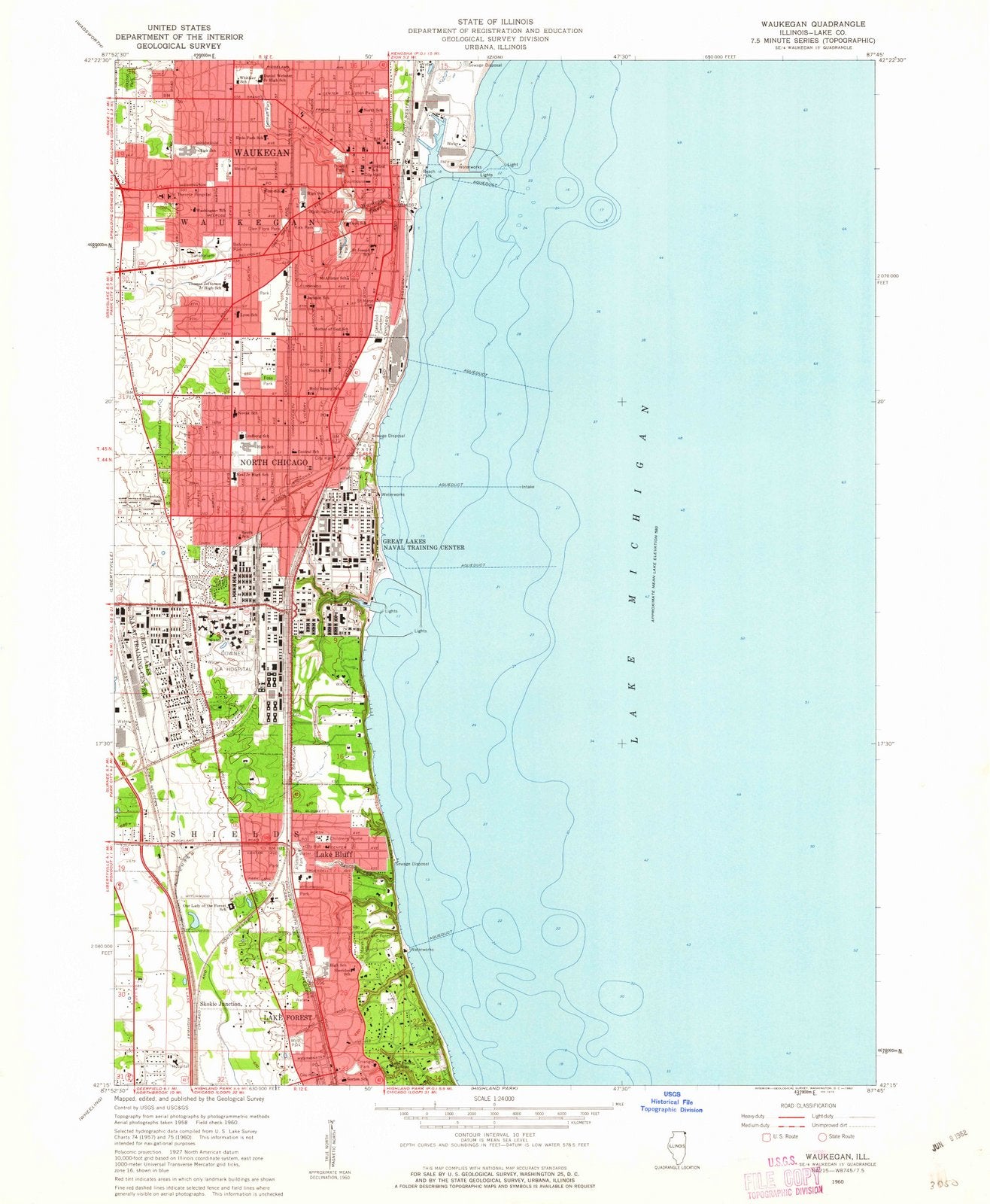 1960 Weukegan, IL - Illinois - USGS Topographic Map