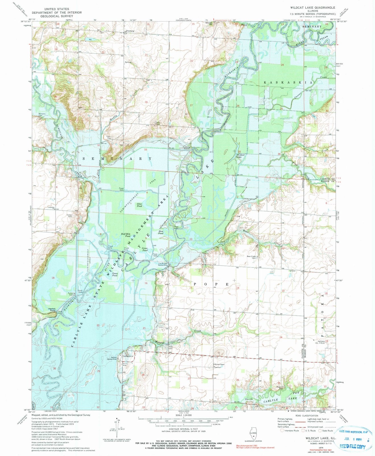 1974 Wildcat Lake, IL - Illinois - USGS Topographic Map