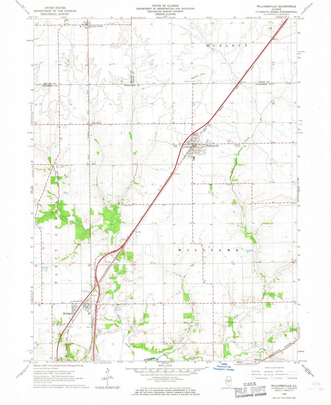 1966 Williamsville, IL - Illinois - USGS Topographic Map