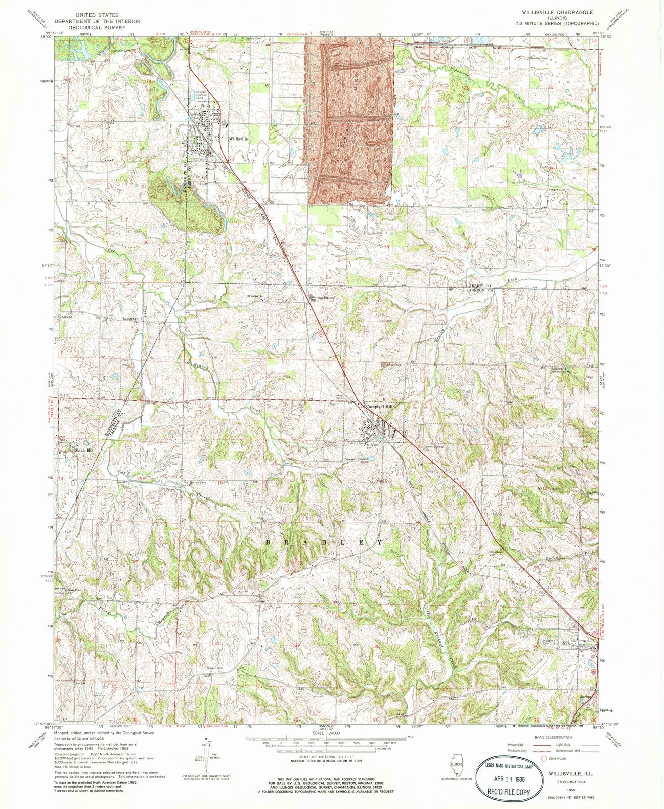 1968 Willisville, IL - Illinois - USGS Topographic Map