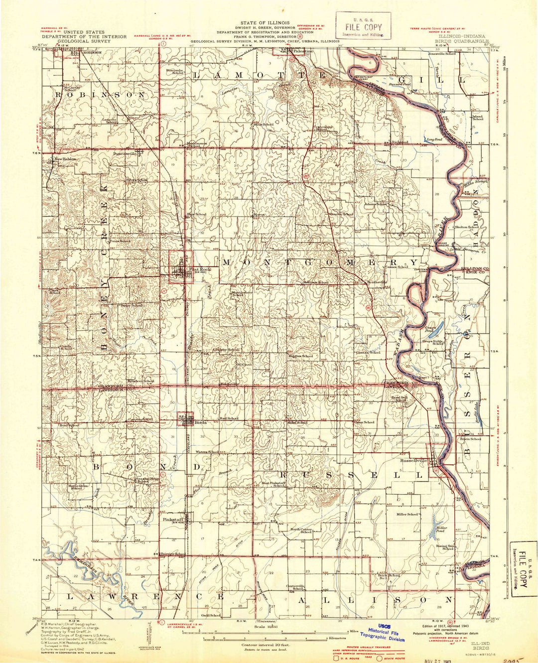 1917 Birds, IL - Illinois - USGS Topographic Map