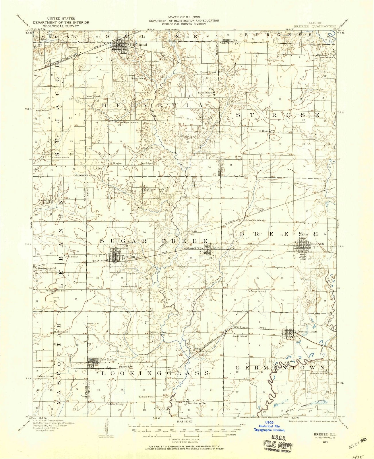 1906 Breese, IL - Illinois - USGS Topographic Map