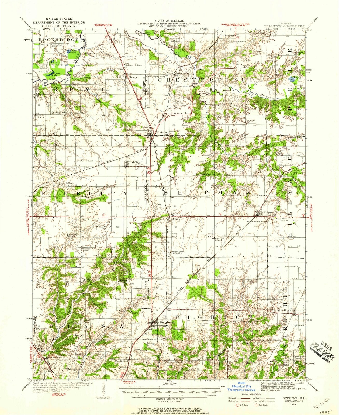 1925 Brighton, IL - Illinois - USGS Topographic Map