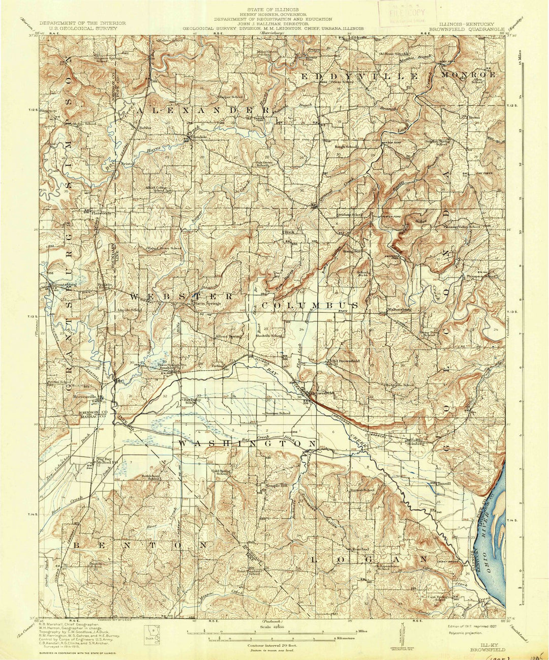 1917 Brownfield, IL - Illinois - USGS Topographic Map