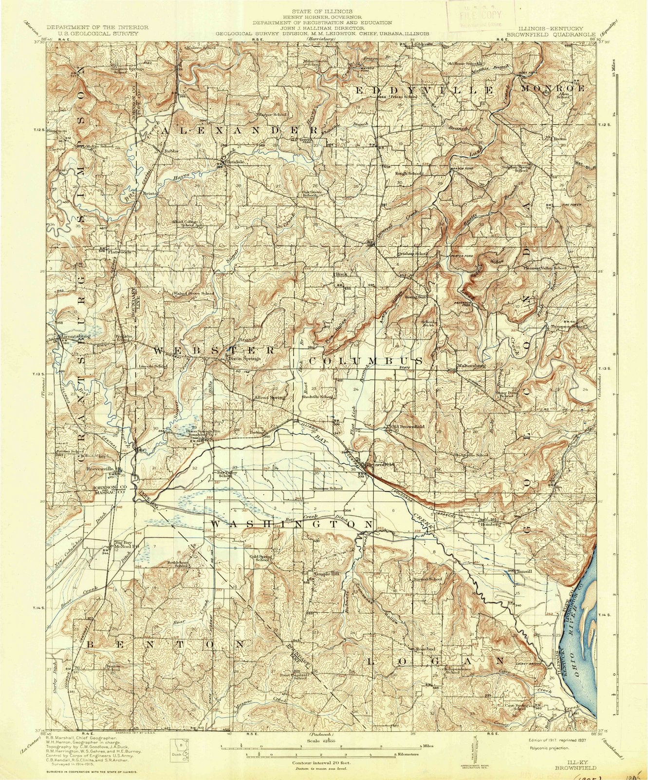 1917 Brownfield, IL - Illinois - USGS Topographic Map
